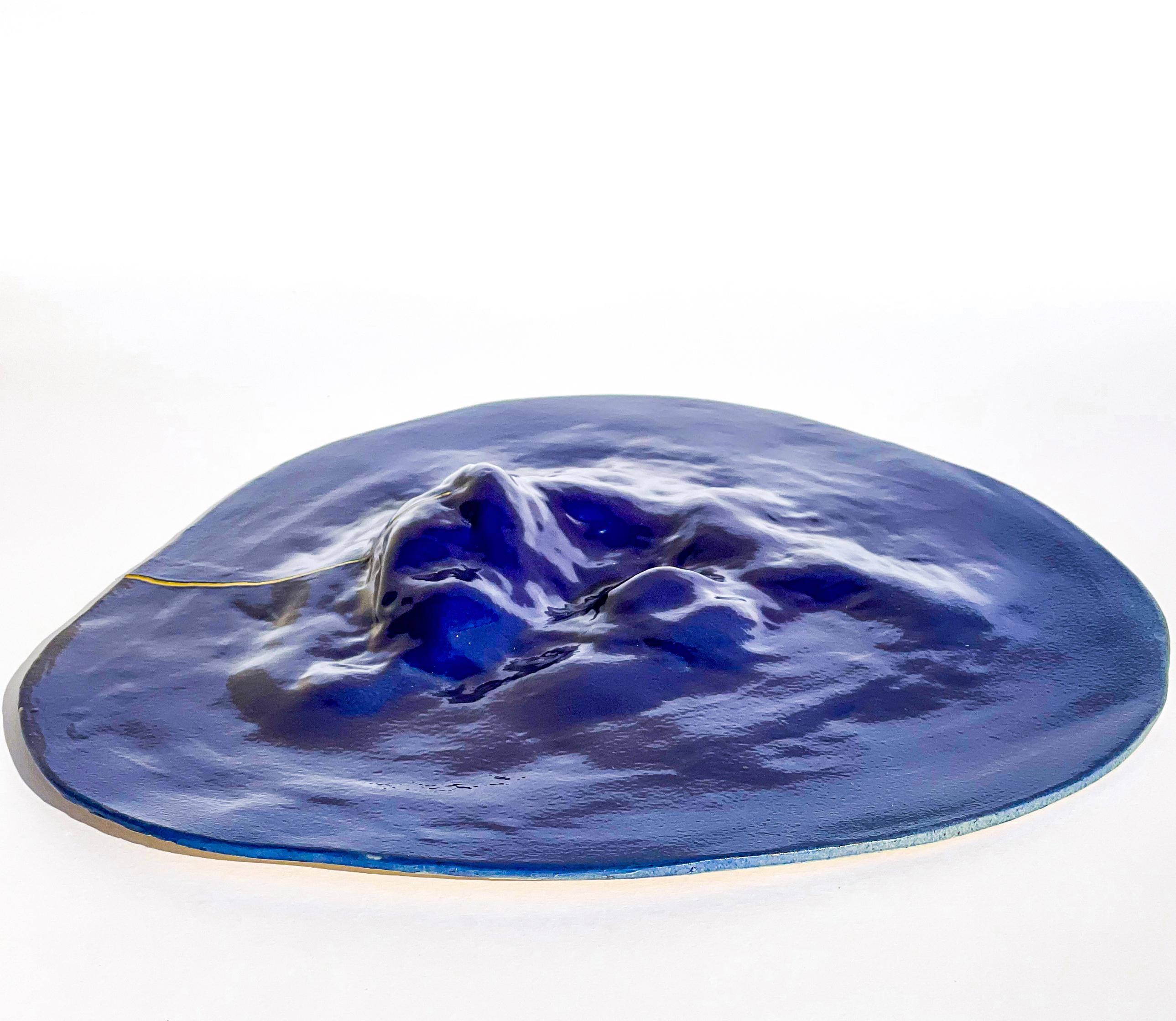 Italian Unique Sculptural 'Gongshi' Plates N0.22 Objet d'Art Cobalt Blue For Sale