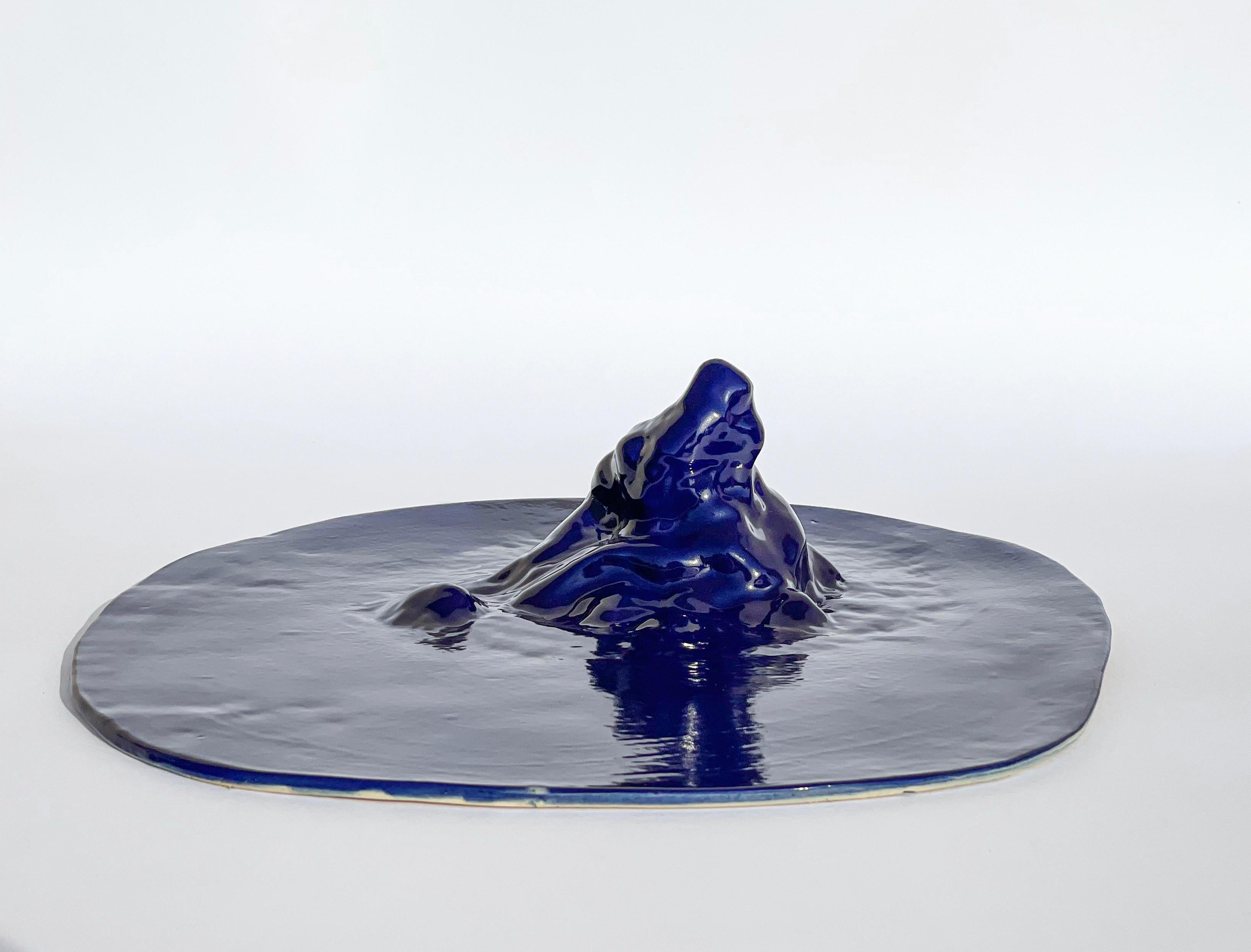 Unique Sculptural 'Gongshi' Plates N0.27 Objet d'Art Cobalt Blue For Sale 1
