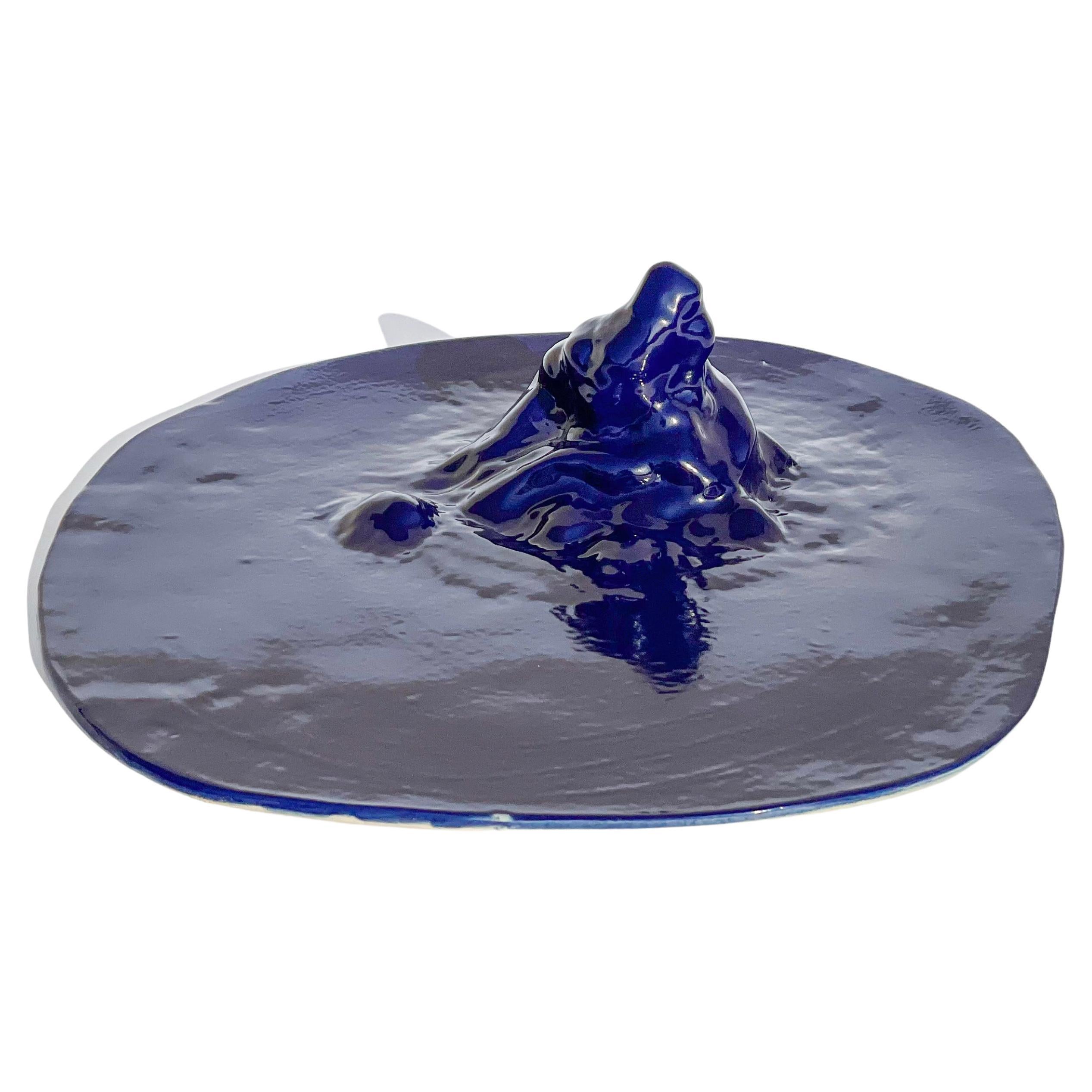 Unique Sculptural 'Gongshi' Plates N0.27 Objet d'Art Cobalt Blue