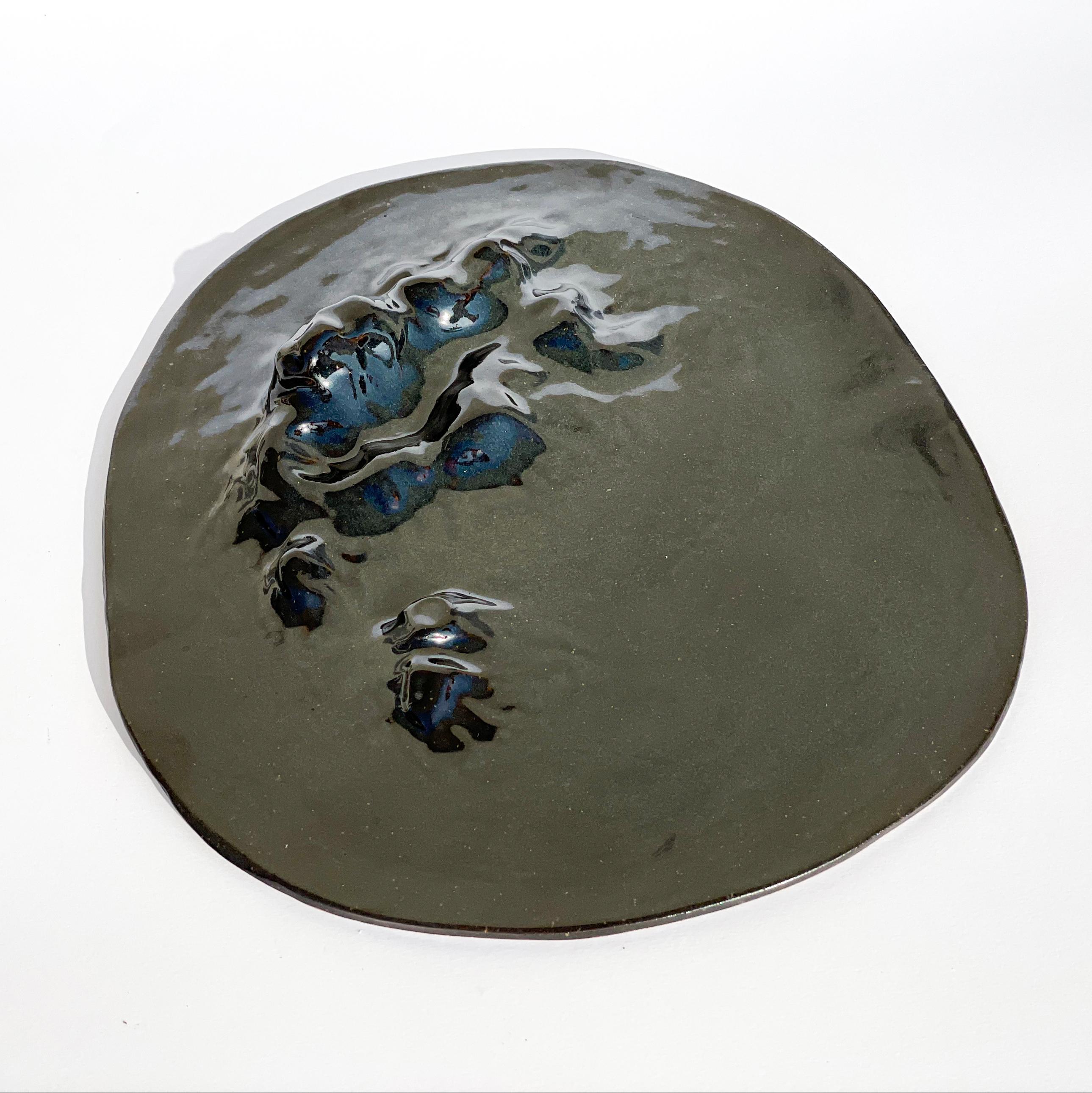 Italian Unique Sculptural 'Gongshi' Plates N0.29 Objet D'Art in Tenmoku Glossy Finish For Sale