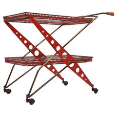 Vintage Unique Sculptural Italian Modernist Bar Trolley, 1950s