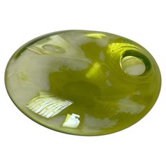 Unique Sculptural vase in Bright Green Yellow Lime 1970's Italian Murano