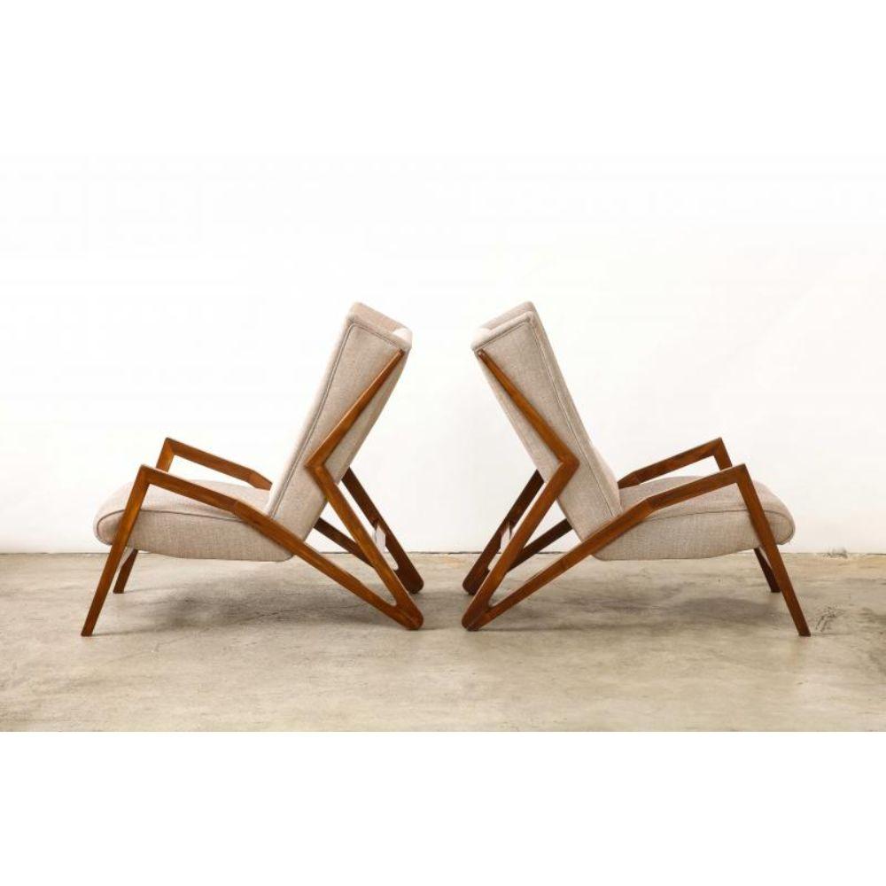 20th Century Unique Sculptural Walnut Lounge Chairs by Studio BBPR, circa 1950
