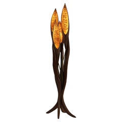 Unique Hand-Carved Light Museum-Quality Sculptural Wood Design Floor Lamp ASCENT