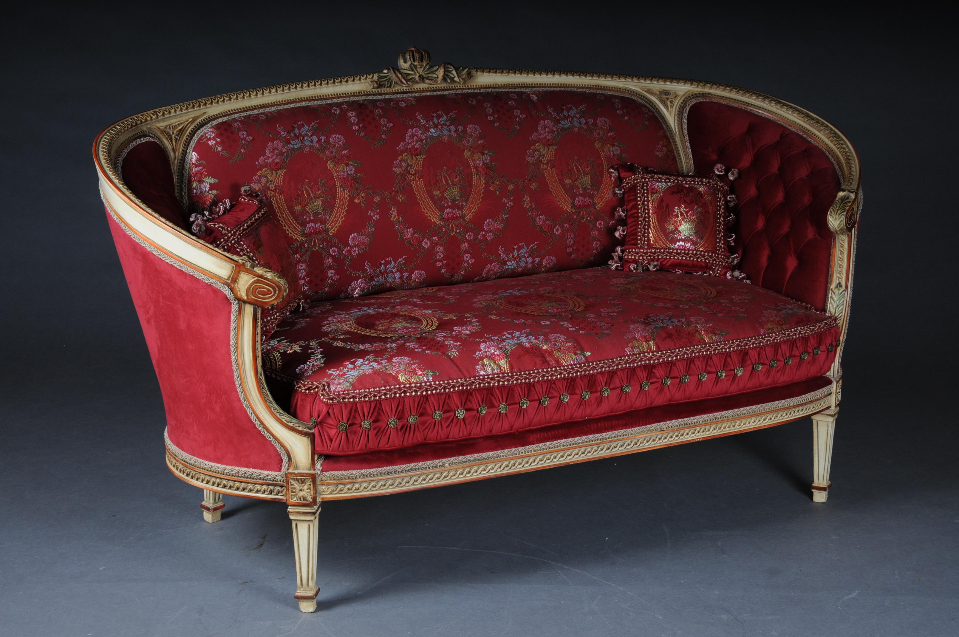 Sculpté à la main Groupe de sièges uniques, ensemble avec table ovale en taille Louis XVI en vente