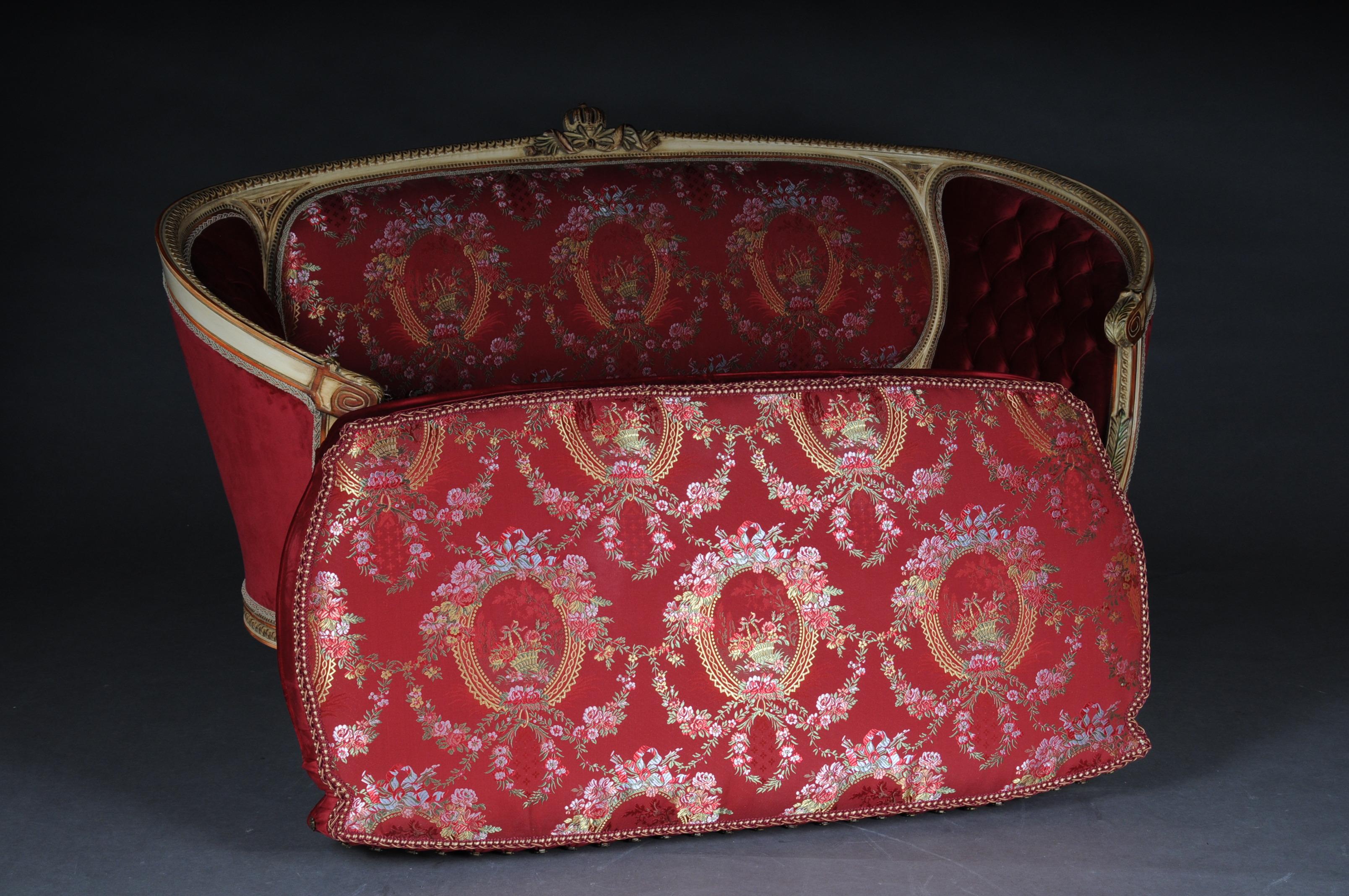 Beech Unique Seating Group, Set with Oval Table in Louis XVI Seize