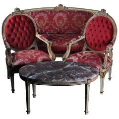 Einzigartige Sitzgruppe:: Set mit ovalem Tisch im Louis XVI-Stil