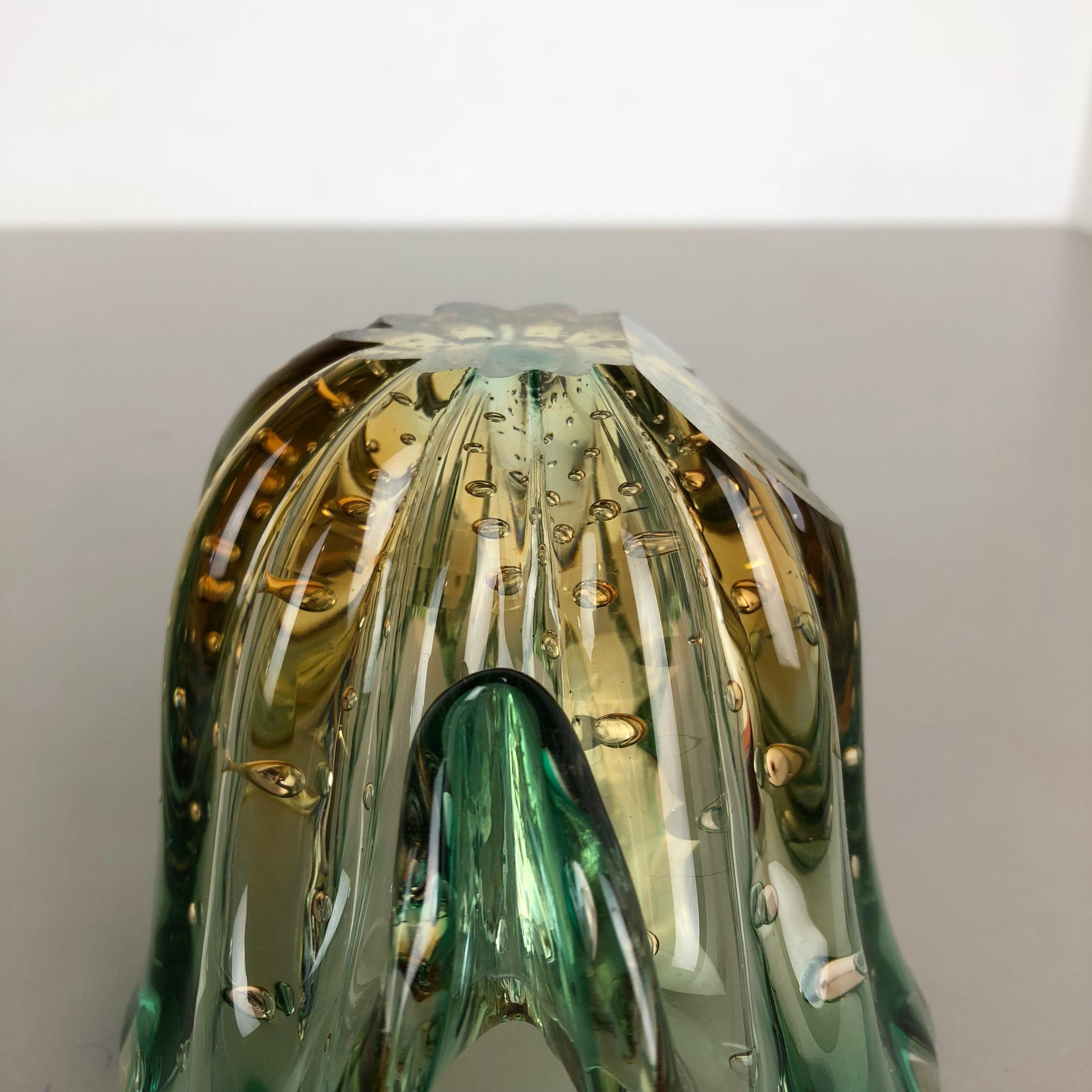 Unique Seguso Bullicante Bubble Murano Glass Shell Bowl Vase, Italy, 1970s For Sale 10