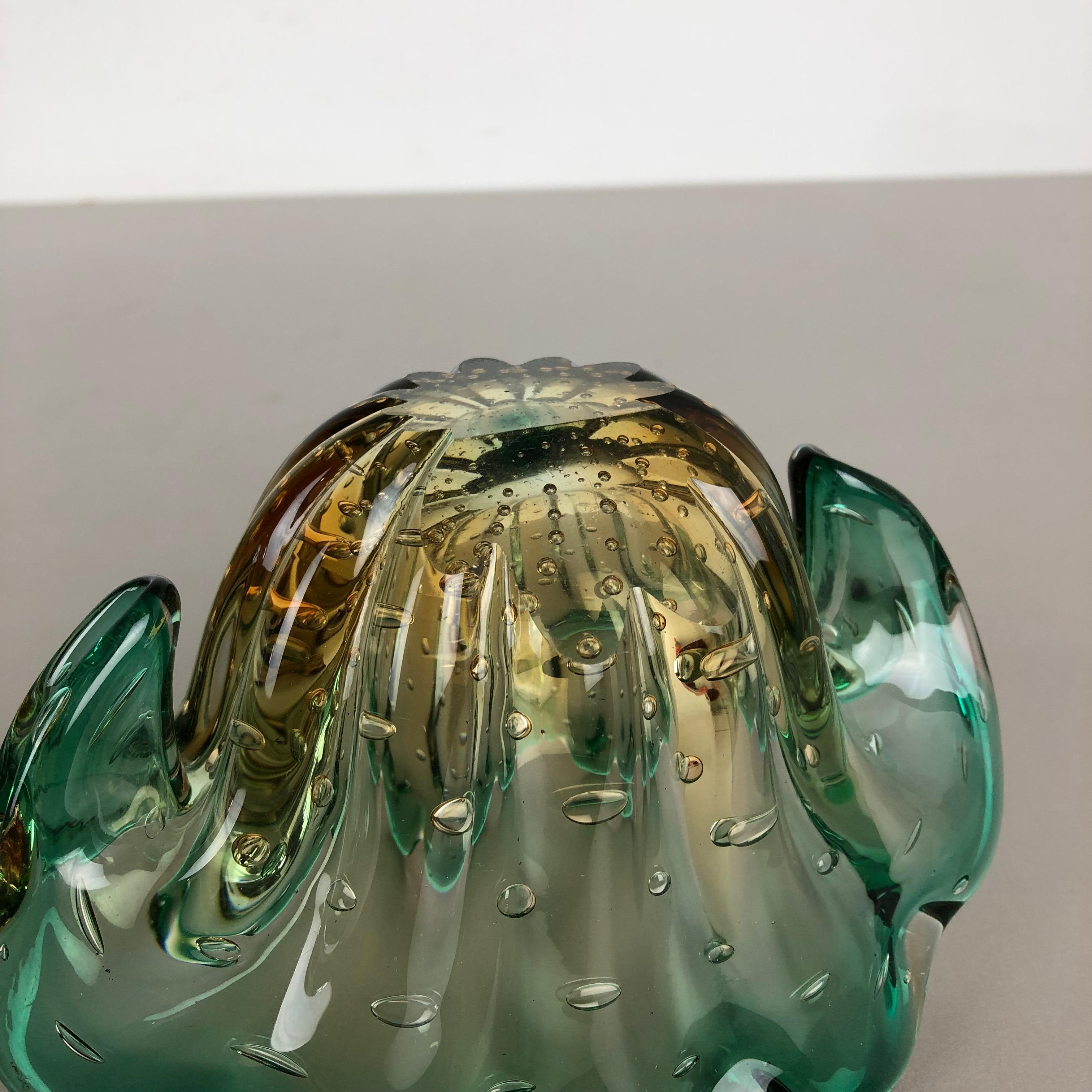 Unique Seguso Bullicante Bubble Murano Glass Shell Bowl Vase, Italy, 1970s For Sale 11