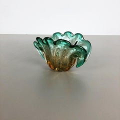 Unique Seguso Bullicante Bubble Murano Glass Shell Bowl Vase, Italy, 1970s