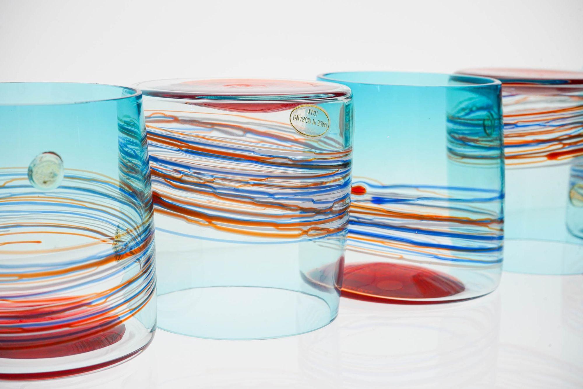 Unique Set of 10 Murano Tumblers, Cenedese Murano 1960, Young Collection, Signed For Sale 4