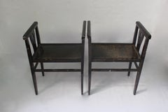Unique Set of 2 Art Nouveau or Spanish Modernism Wood Stools with Organic Shapes
