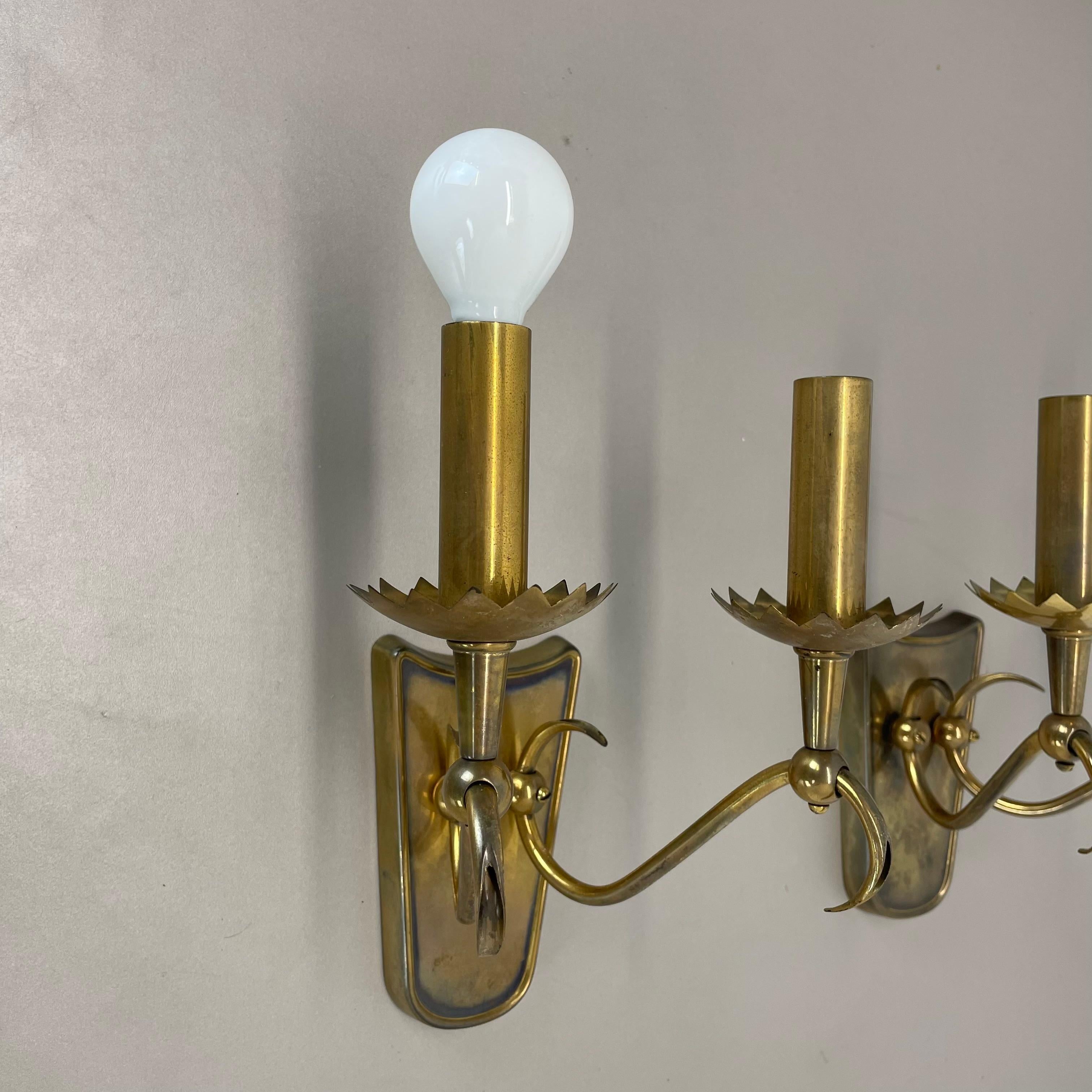 unique set of 2 brass Gio Ponti Style Theatre Wall Light Sconces, Italy, 1950s For Sale 10