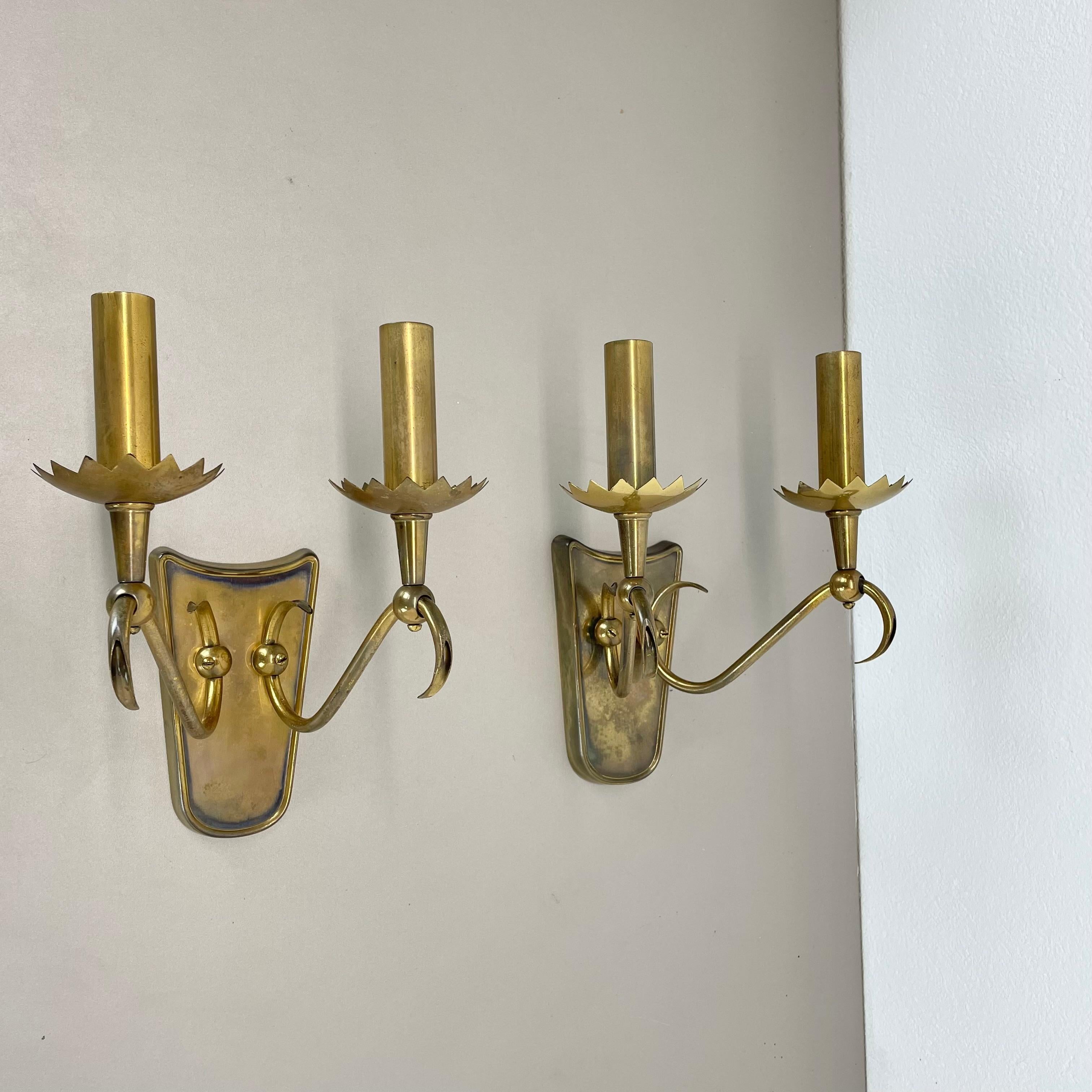 unique set of 2 brass Gio Ponti Style Theatre Wall Light Sconces, Italy, 1950s For Sale 12