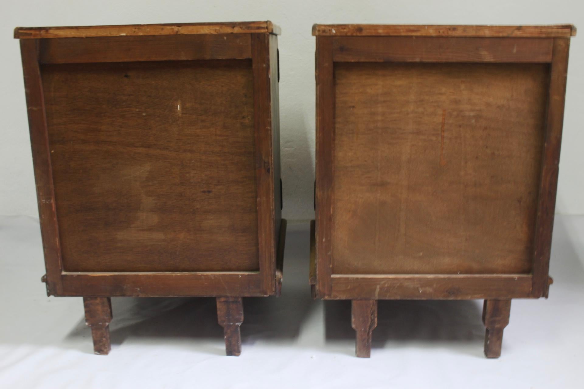 Unique Set of 2 Geometric Art Deco Spanish Nightstands or Side Tables, 1920s 6