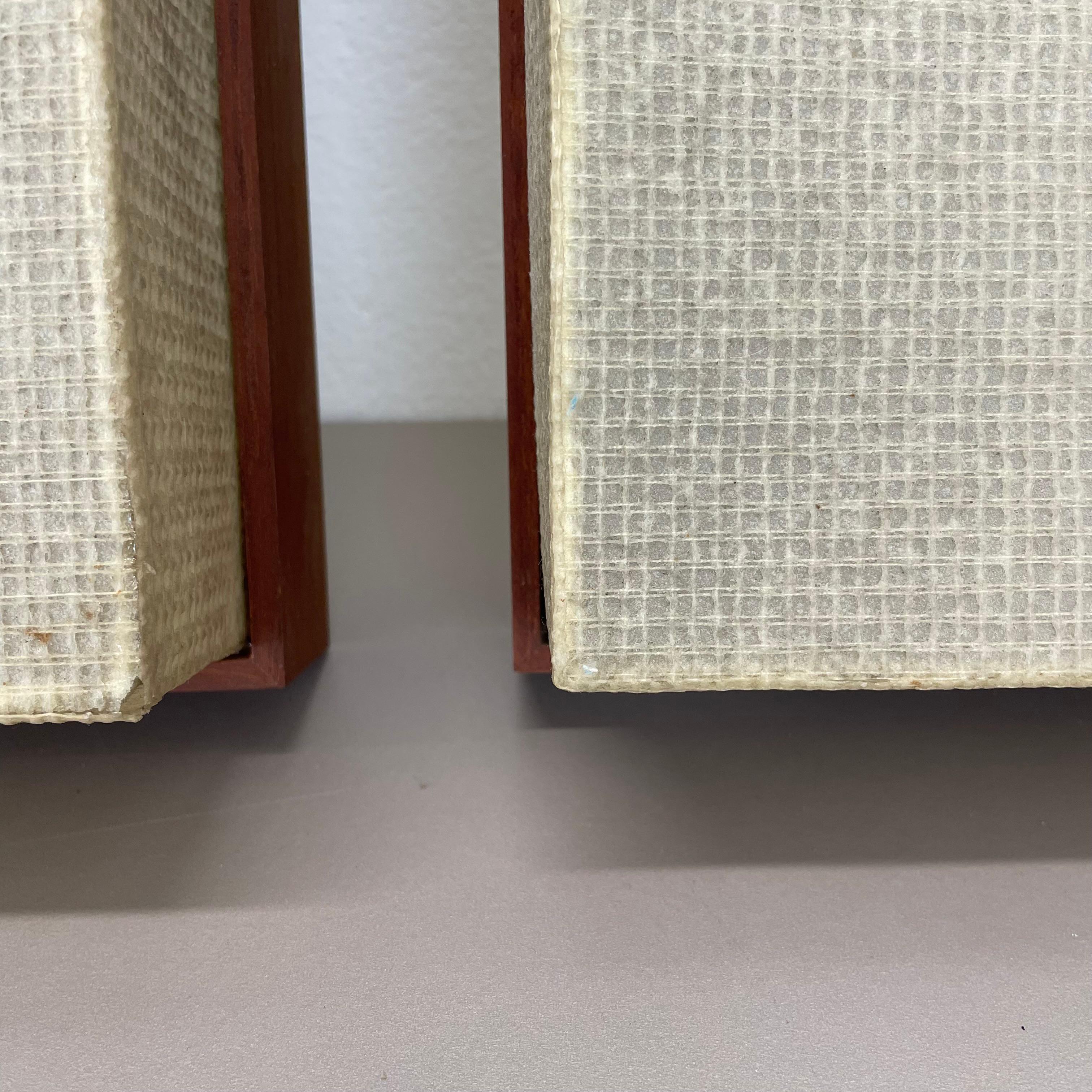 unique Set of 2 large 40x25cm teak wall light panel elements, Germany 1950s For Sale 8