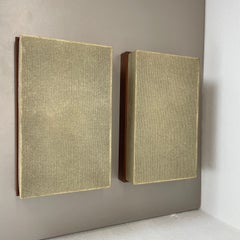 unique Set of 2 large 40x25cm teak wall light panel elements, Germany 1950s