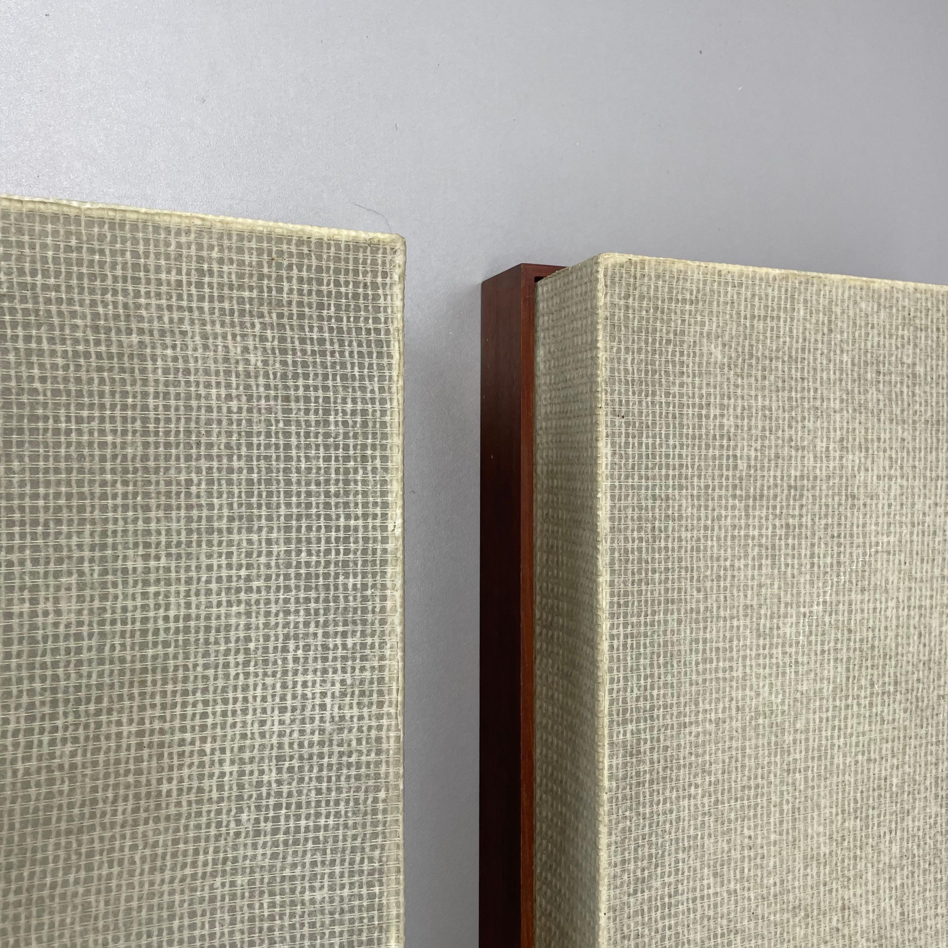 unique Set of 2 large 40x25cm teak wall light panel elements, Germany 1950s In Good Condition For Sale In Kirchlengern, DE