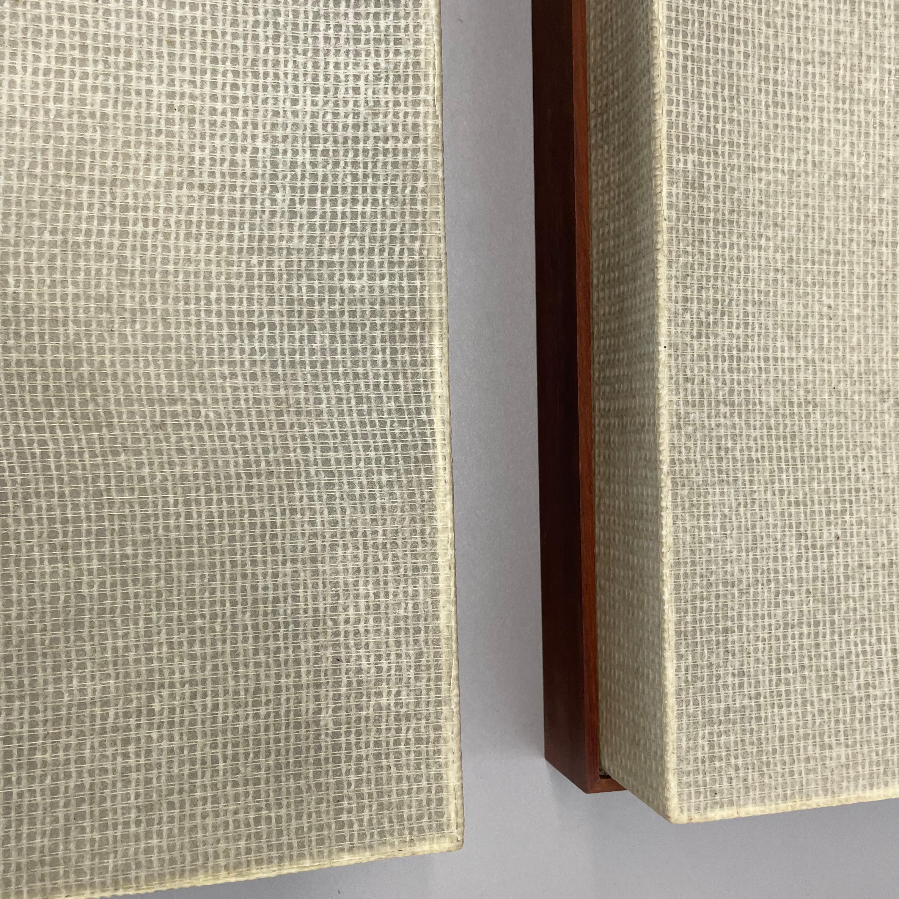 unique Set of 2 large 40x25cm teak wall light panel elements, Germany 1950s For Sale 1
