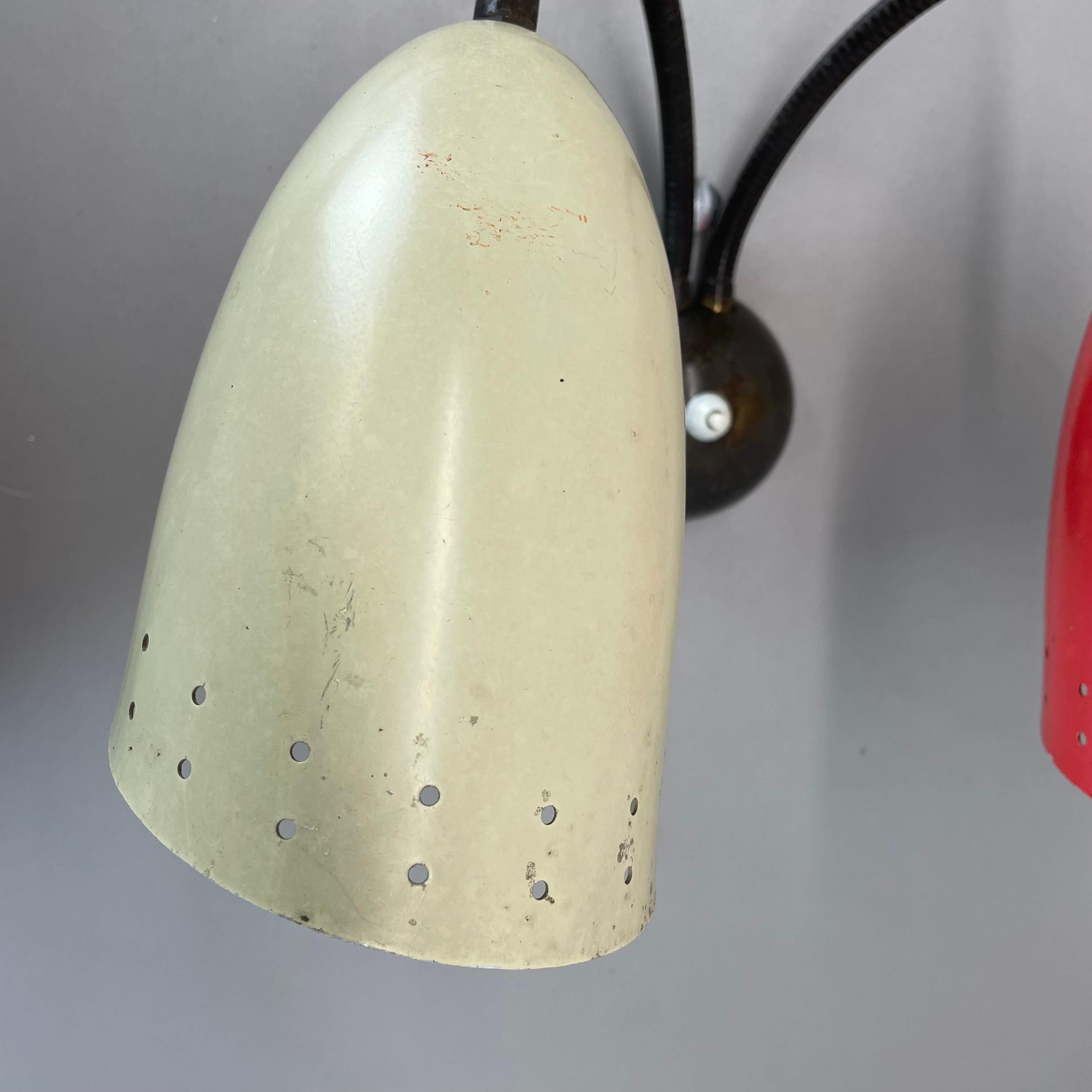 unique set of 2 multicolor Stilnovo Style Theatre Wall Light Sconces, Italy 1950 For Sale 4
