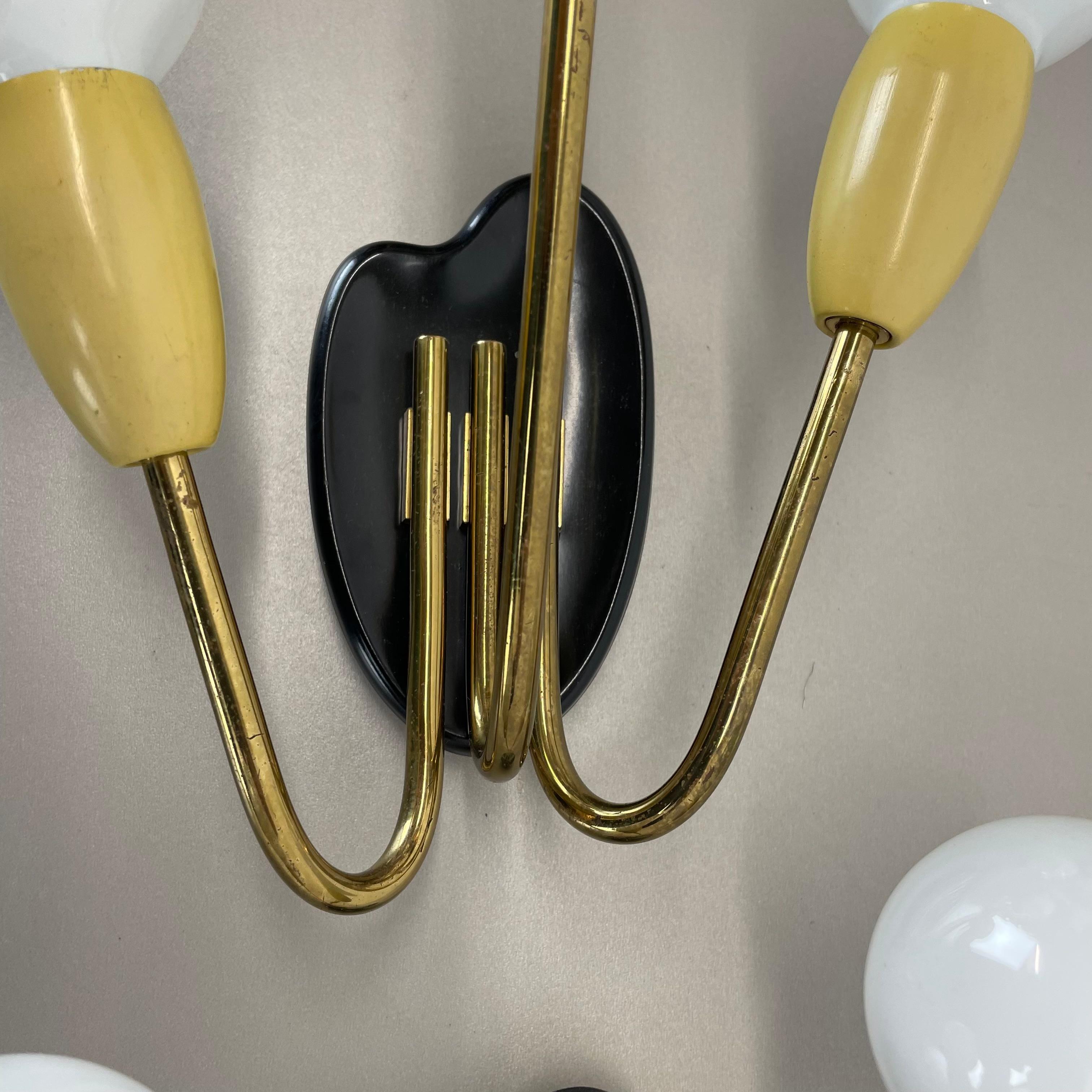 unique set of 2 multicolor Stilnovo Style Theatre Wall Light Sconces, Italy 1950 For Sale 4
