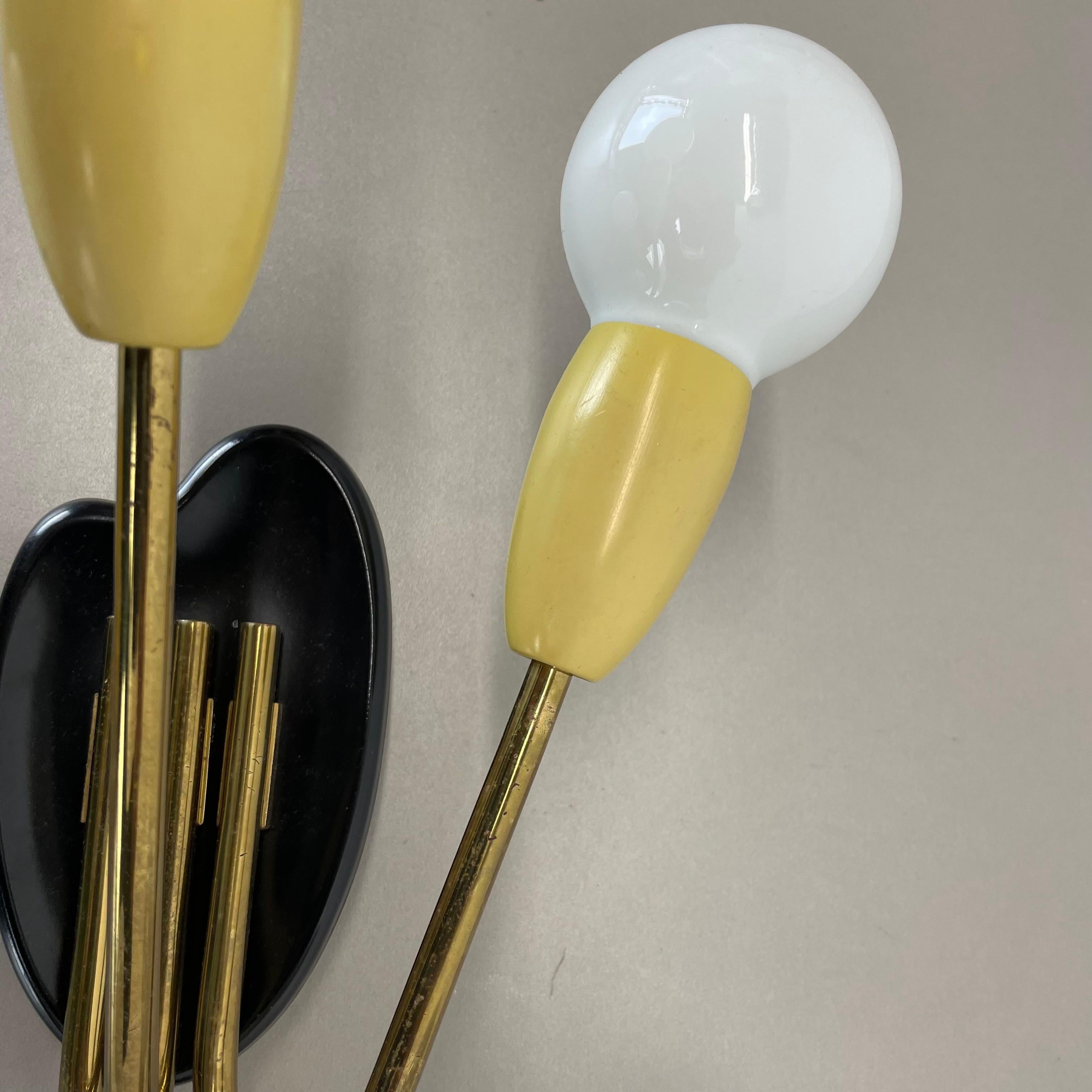 unique set of 2 multicolor Stilnovo Style Theatre Wall Light Sconces, Italy 1950 For Sale 6