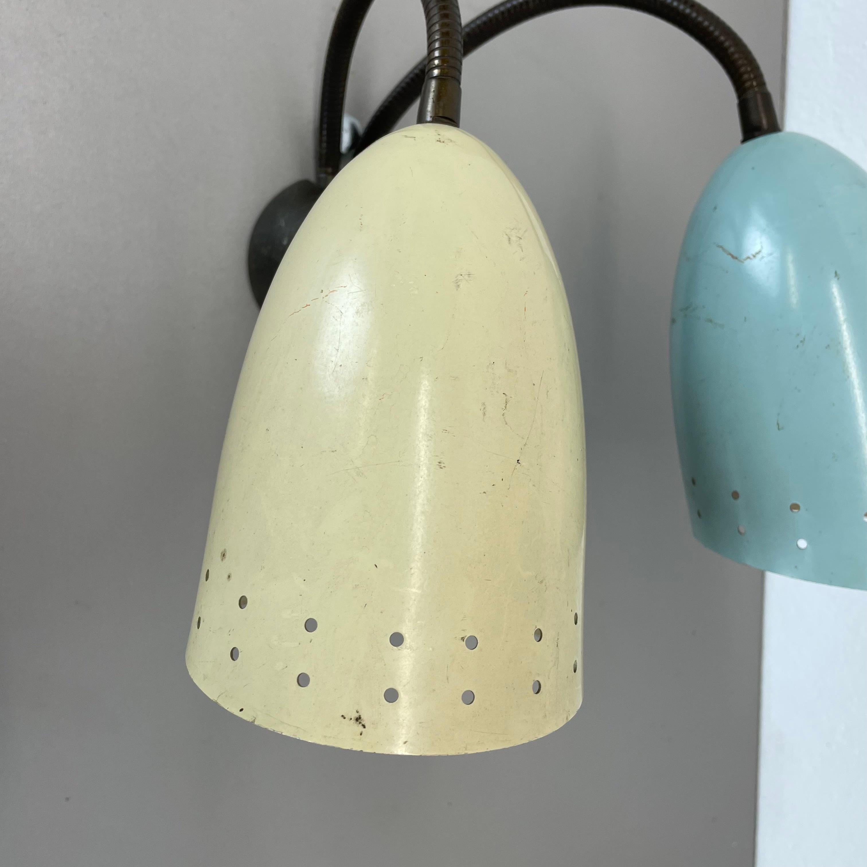 unique set of 2 multicolor Stilnovo Style Theatre Wall Light Sconces, Italy 1950 For Sale 7