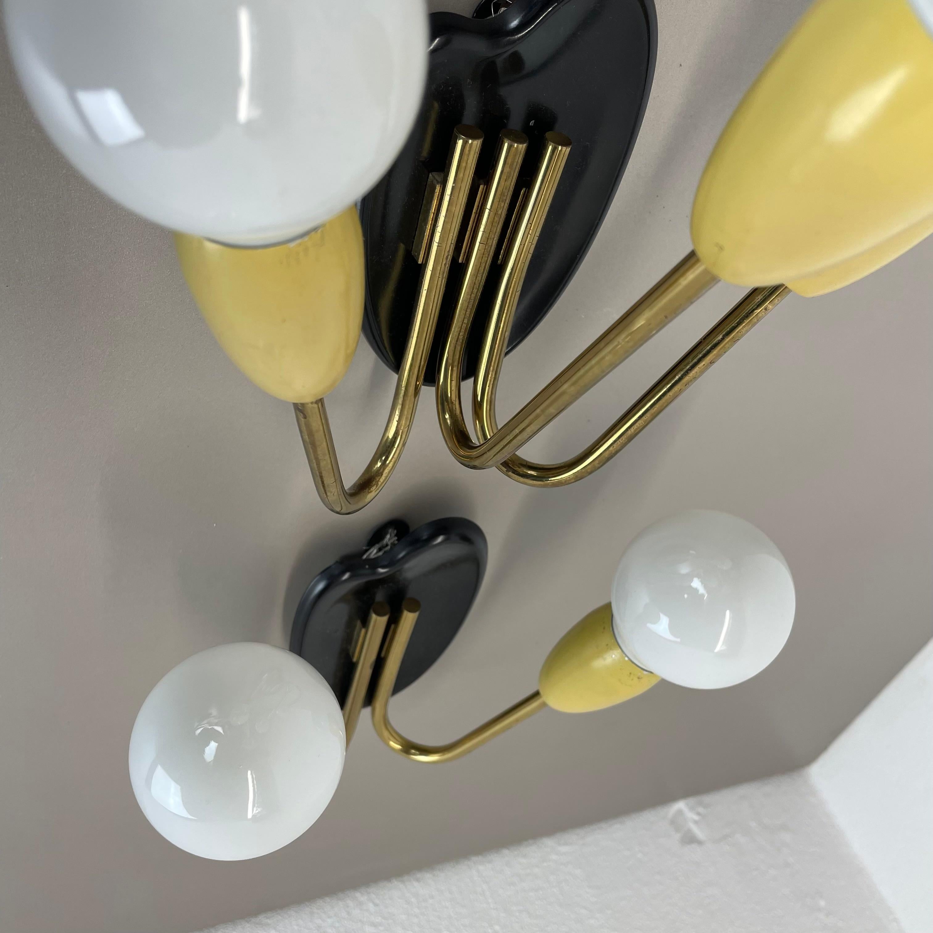 unique set of 2 multicolor Stilnovo Style Theatre Wall Light Sconces, Italy 1950 For Sale 8