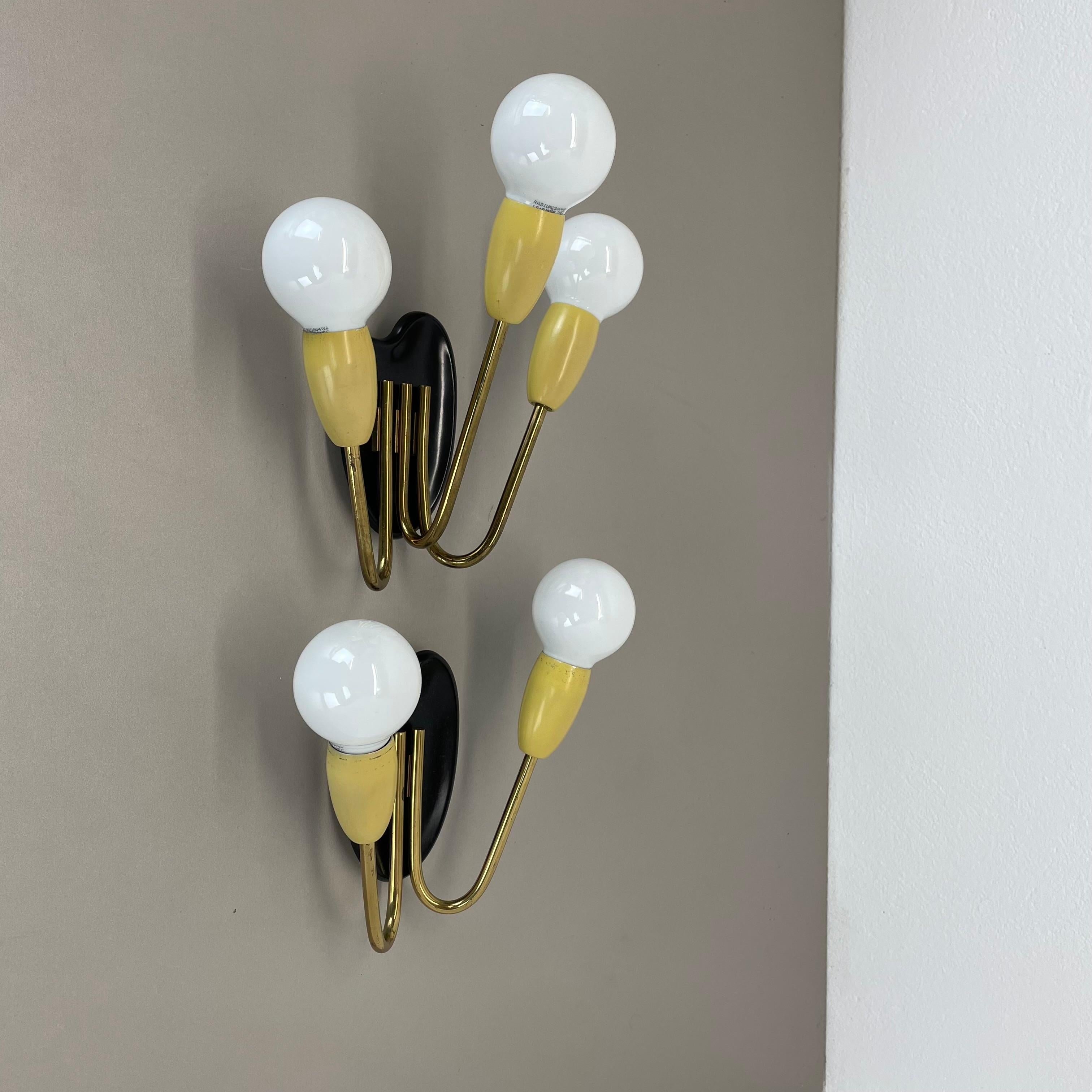 unique set of 2 multicolor Stilnovo Style Theatre Wall Light Sconces, Italy 1950 For Sale 9