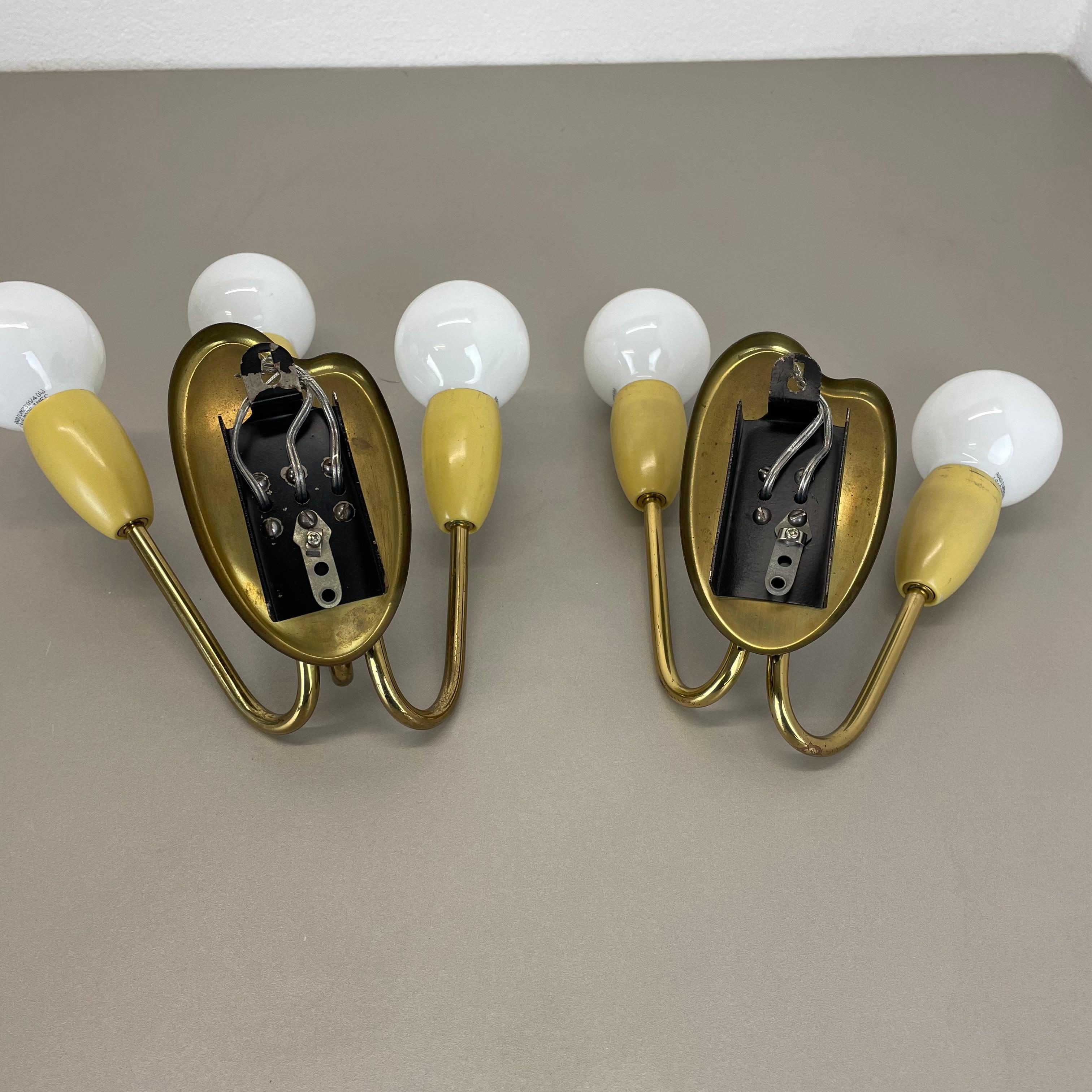 unique set of 2 multicolor Stilnovo Style Theatre Wall Light Sconces, Italy 1950 For Sale 10