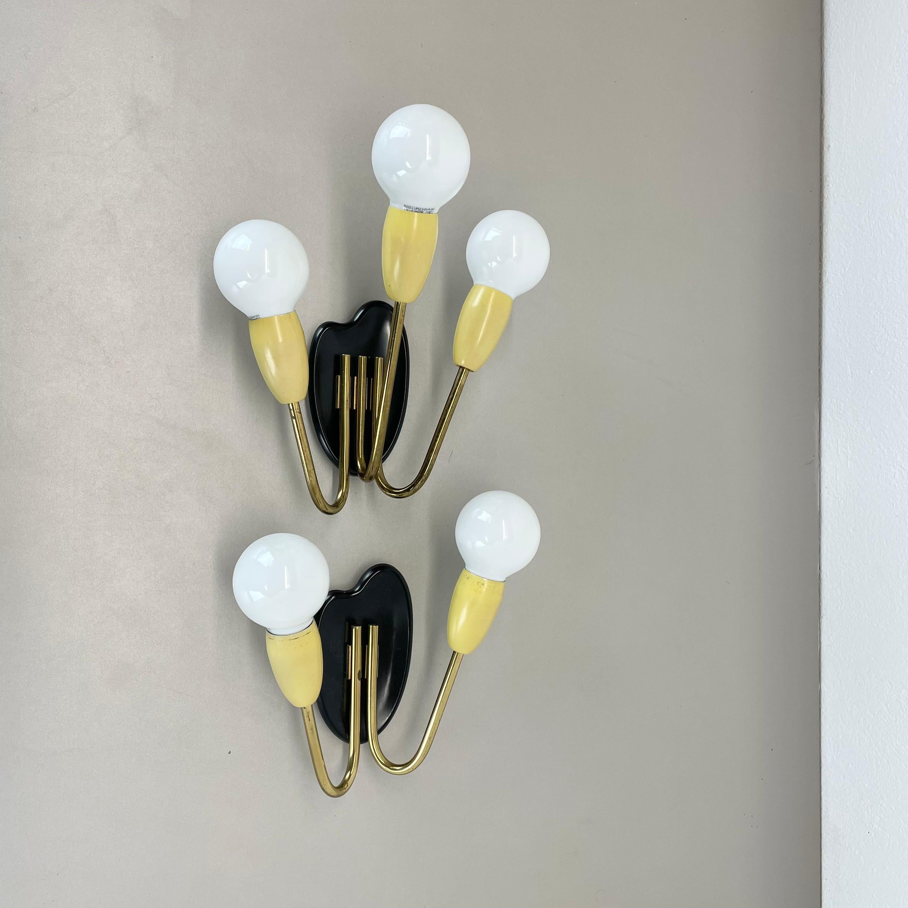 unique set of 2 multicolor Stilnovo Style Theatre Wall Light Sconces, Italy 1950 For Sale 11