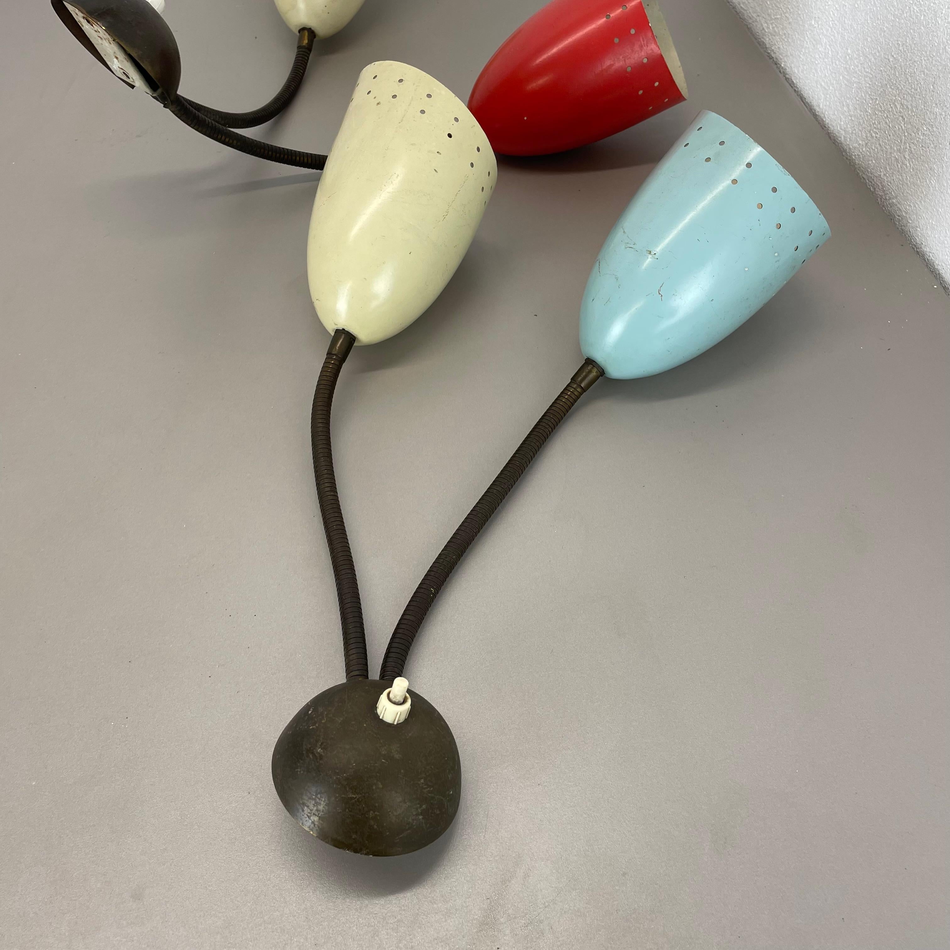 unique set of 2 multicolor Stilnovo Style Theatre Wall Light Sconces, Italy 1950 For Sale 12