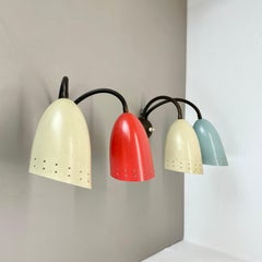 unique set of 2 multicolor Stilnovo Style Theatre Wall Light Sconces, Italy 1950