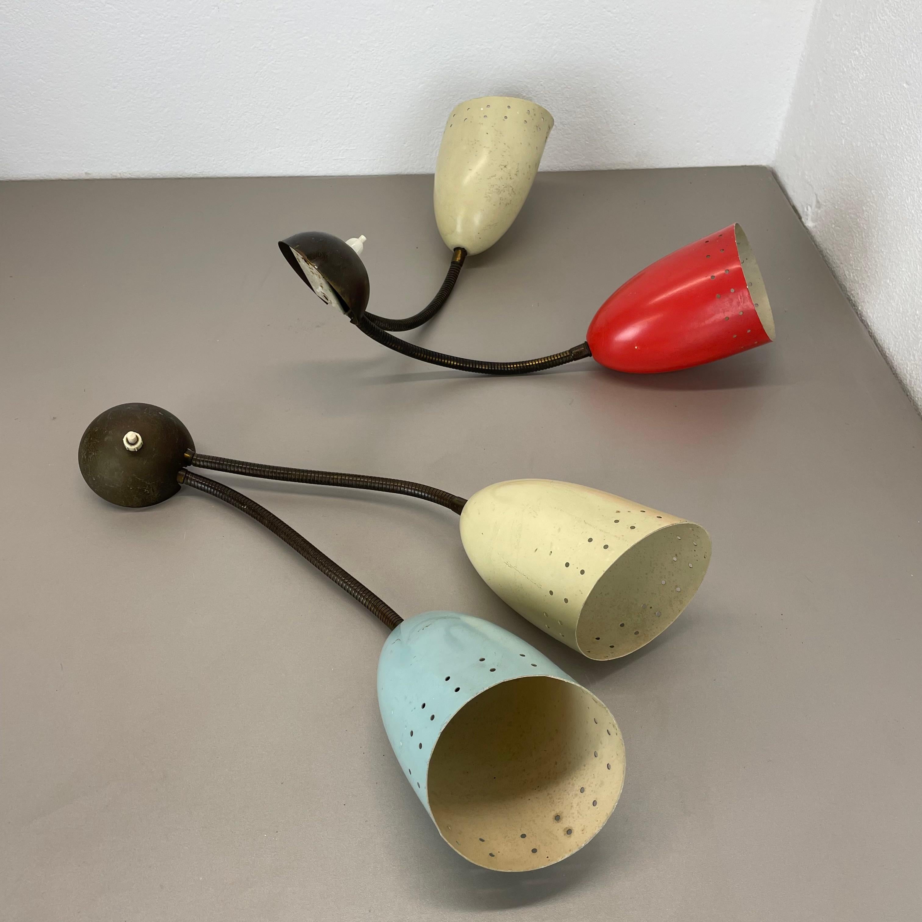 unique set of 2 multicolor Stilnovo Style Theatre Wall Light Sconces, Italy 1950 For Sale 13