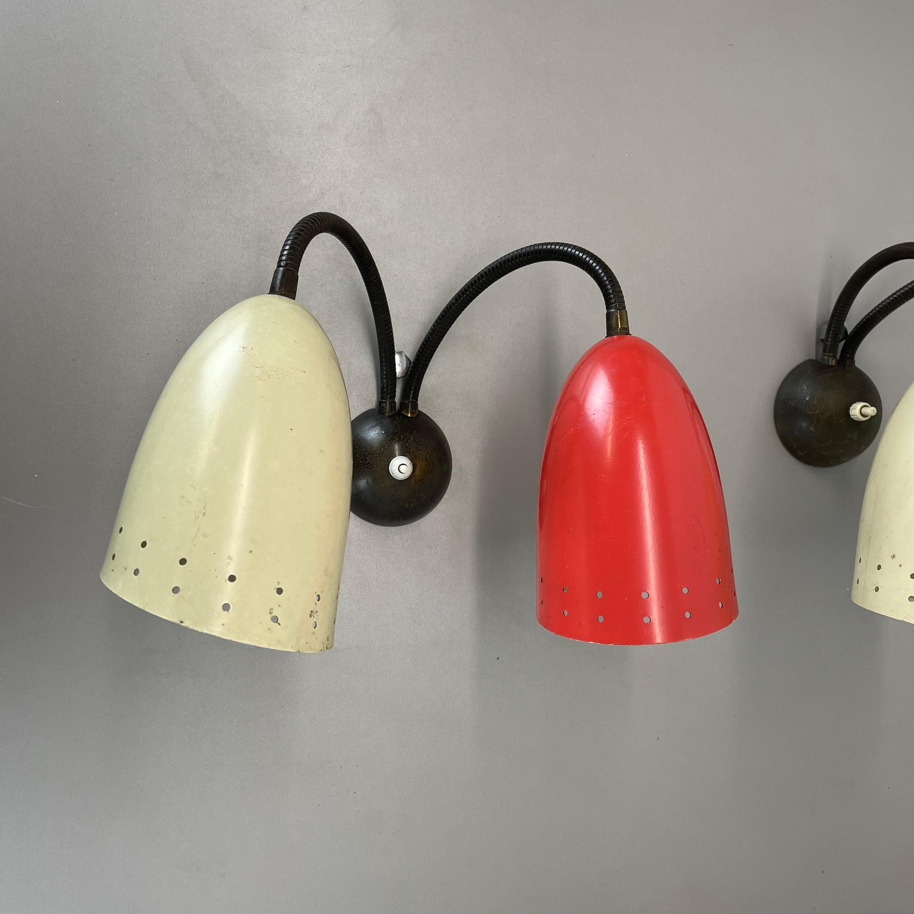 Mid-Century Modern unique set of 2 multicolor Stilnovo Style Theatre Wall Light Sconces, Italy 1950 For Sale