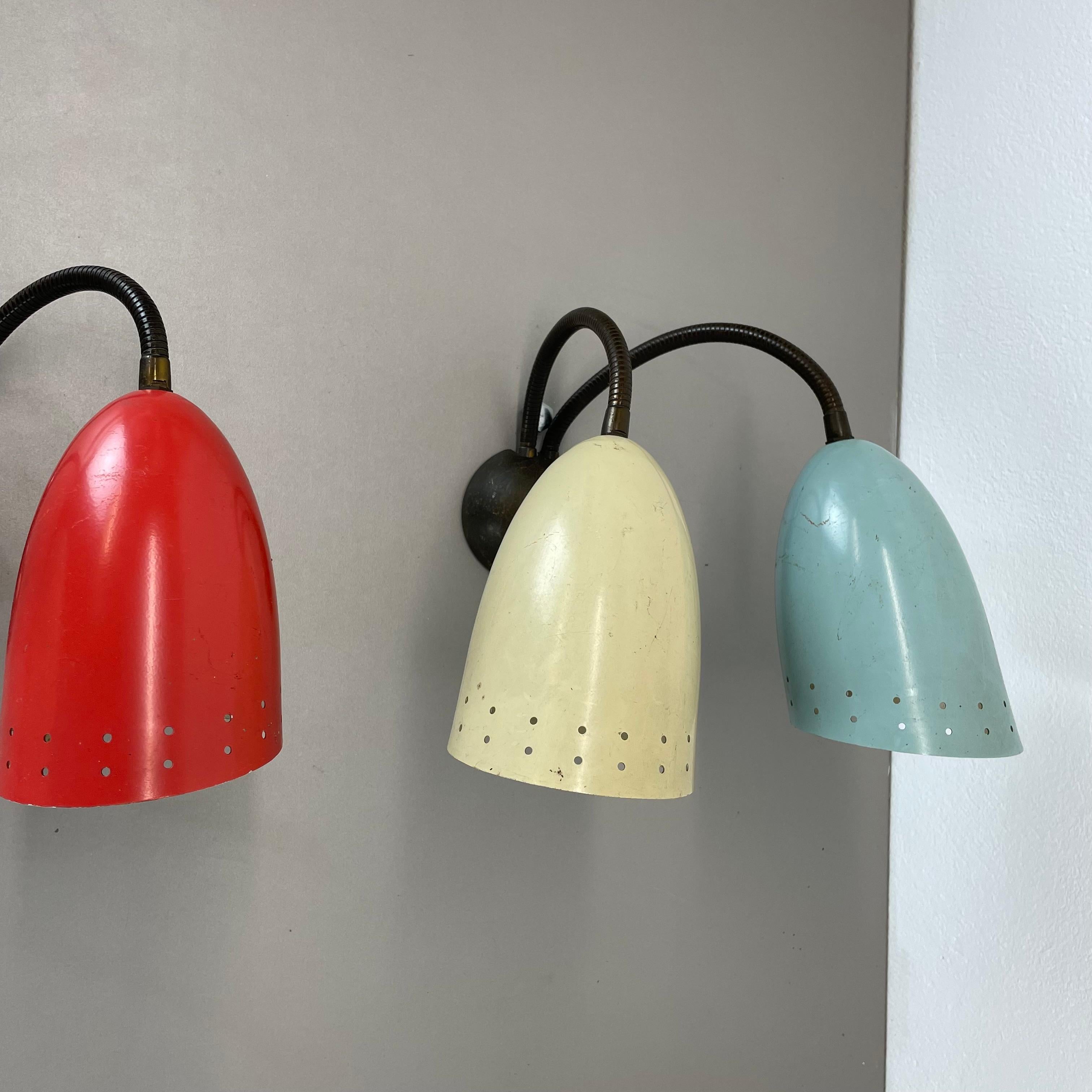 Metal unique set of 2 multicolor Stilnovo Style Theatre Wall Light Sconces, Italy 1950 For Sale