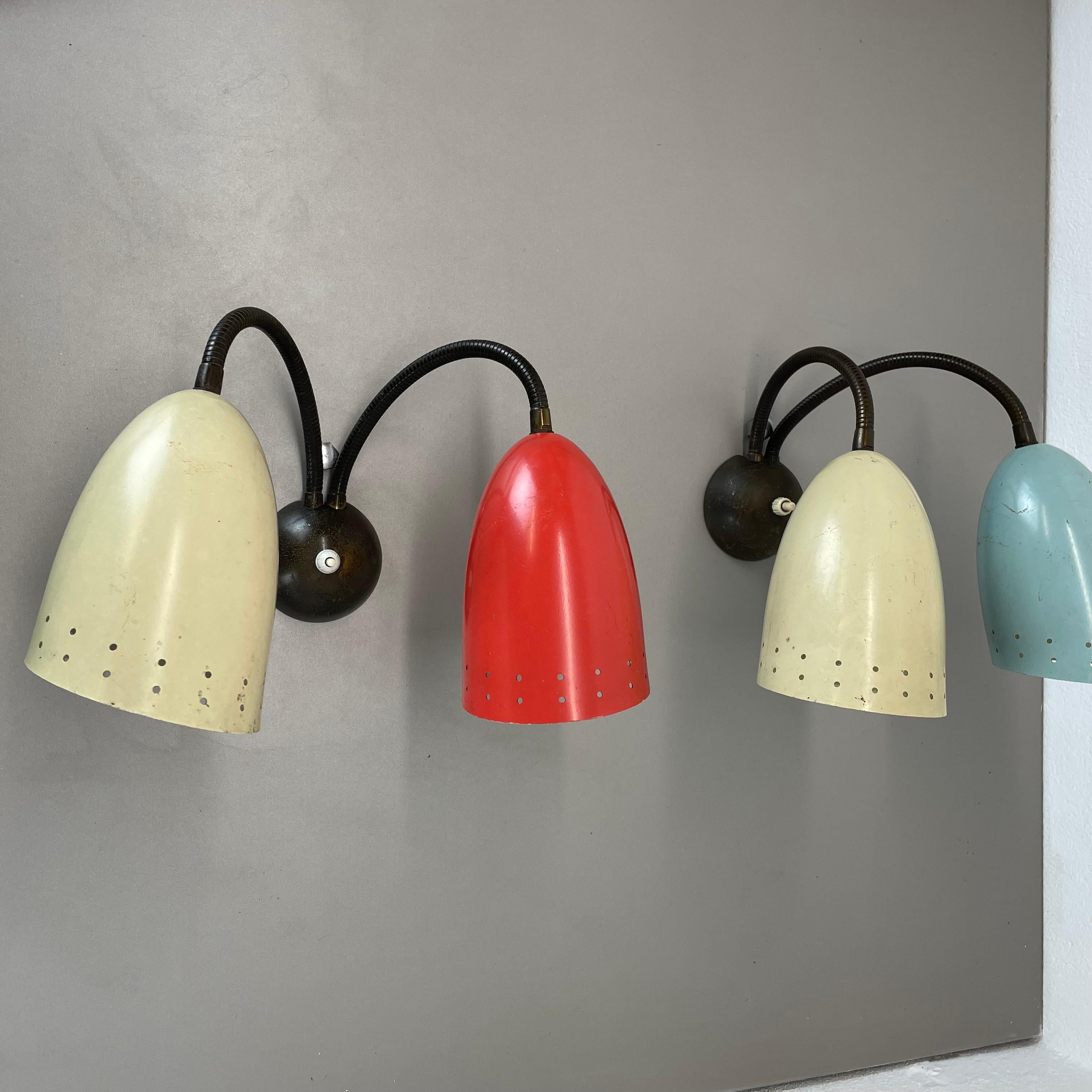 unique set of 2 multicolor Stilnovo Style Theatre Wall Light Sconces, Italy 1950 For Sale 1