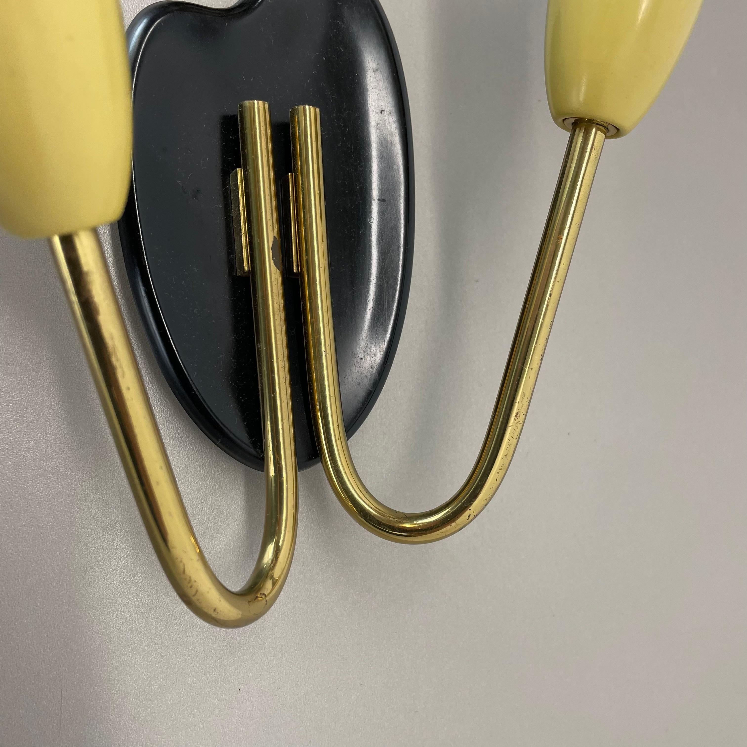 unique set of 2 multicolor Stilnovo Style Theatre Wall Light Sconces, Italy 1950 For Sale 1