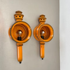 unique set of 2 orange "POP ART" wagon light Fat Lava Wall Light, Germany, 1970s