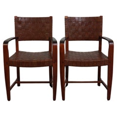 Unique set of 2 Schuitema design shaker chairs with woven leather seats