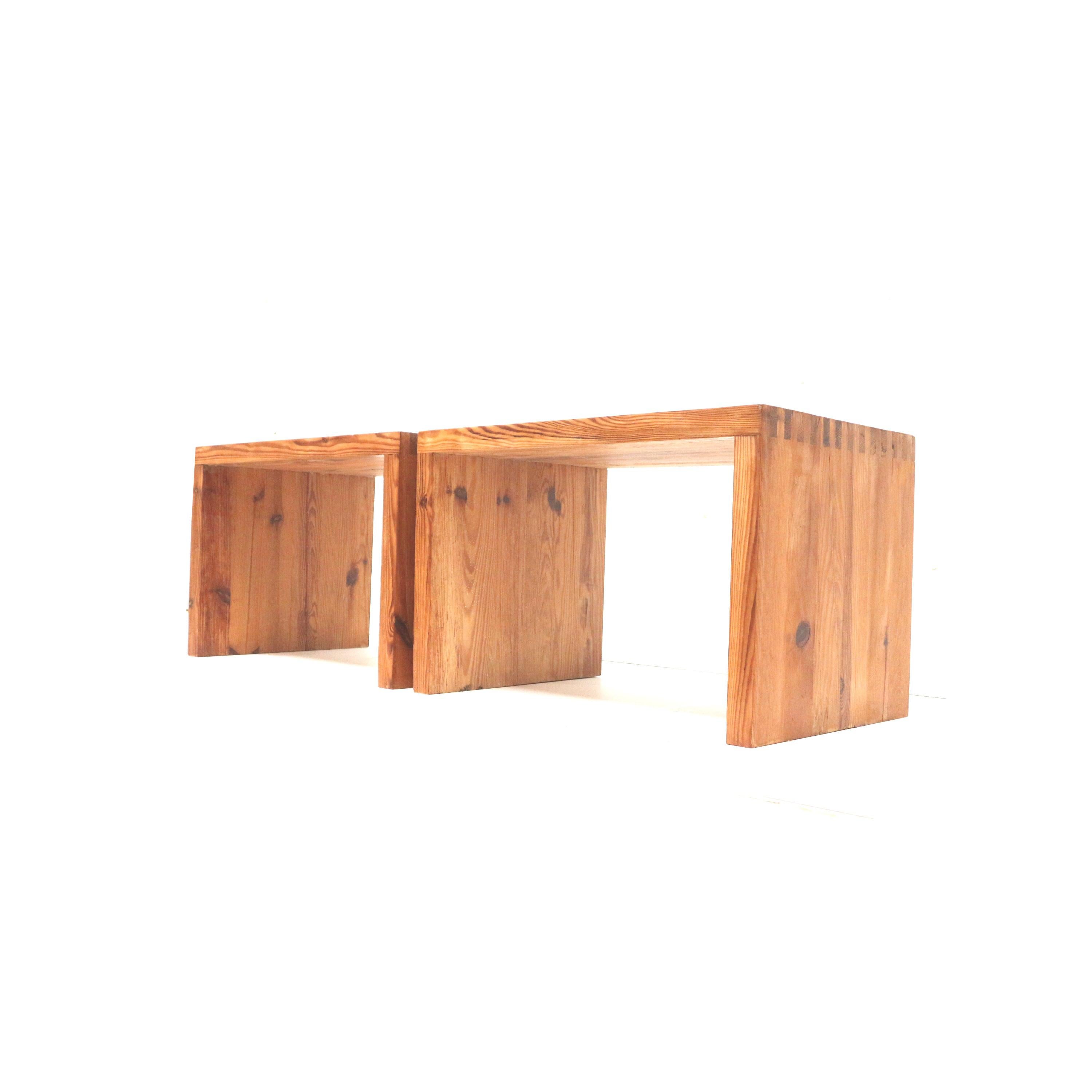 Unique set of 2 vintage tables / bedside tables by Ate van Apeldoorn for Houtwer For Sale 4
