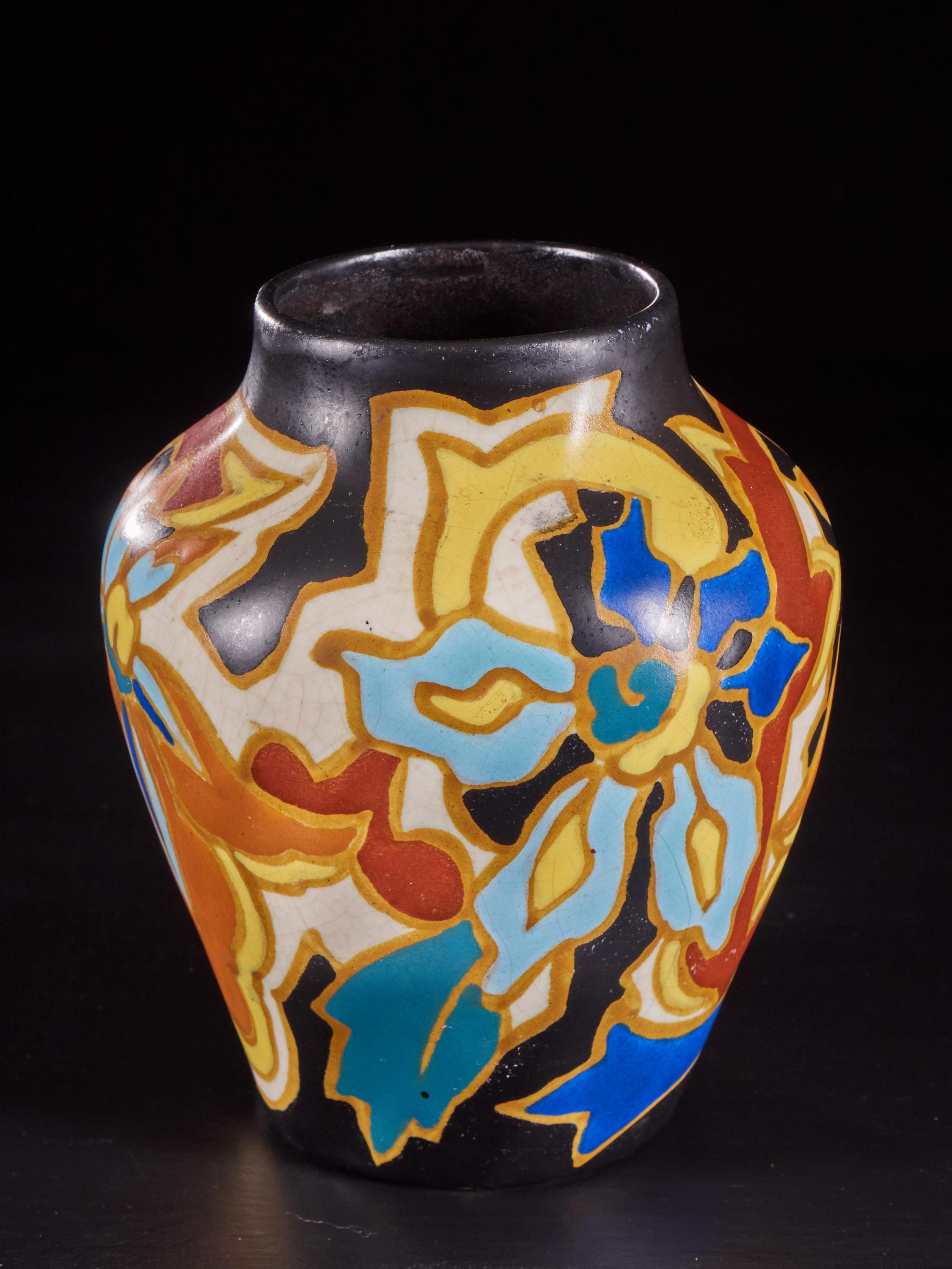 colorful pottery vases