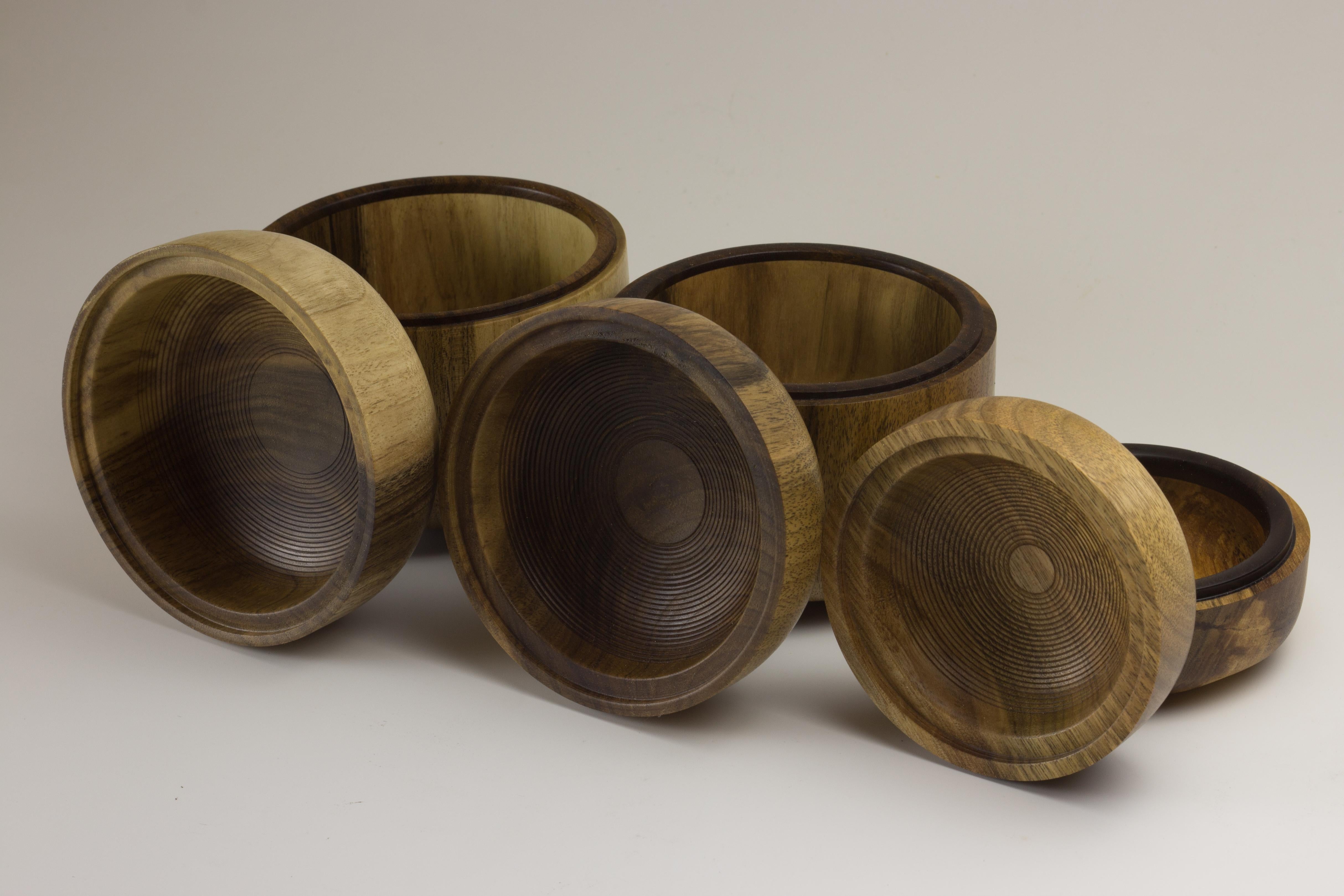 Modern Unique Set of 3 Walnut Vases by Vlad Droz