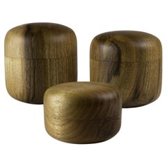 Unique Set of 3 Walnut Vases by Vlad Droz