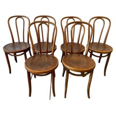 Unique Set of 6 Mid-Century Dining Cafe Bentwood Chairs by Thonet