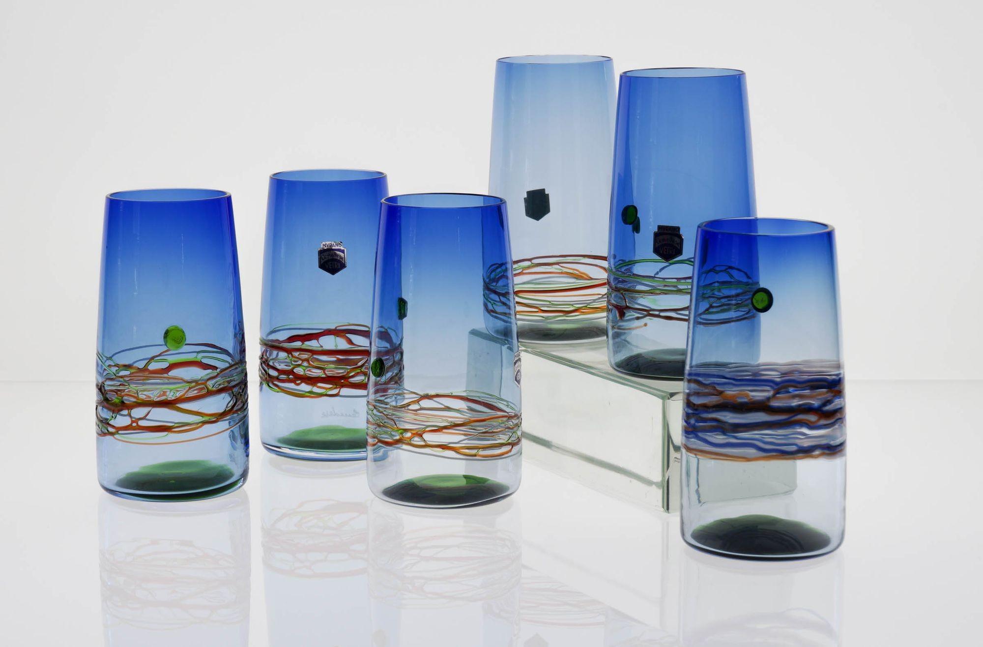 Unique Set of 6 Murano Tumblers Cenedese Murano 1960, Young Collection For Sale 3