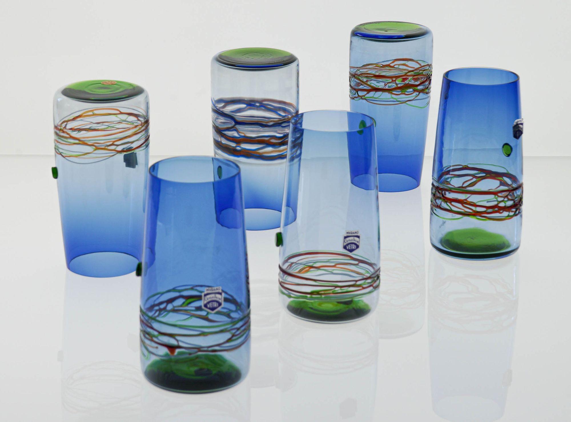 Unique Set of 6 Murano Tumblers Cenedese Murano 1960, Young Collection For Sale 5