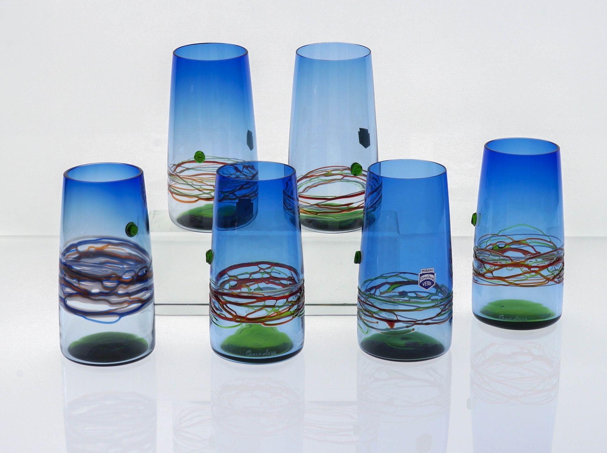 Unique Set of 6 Murano Tumblers Cenedese Murano 1960, Young Collection For Sale 9