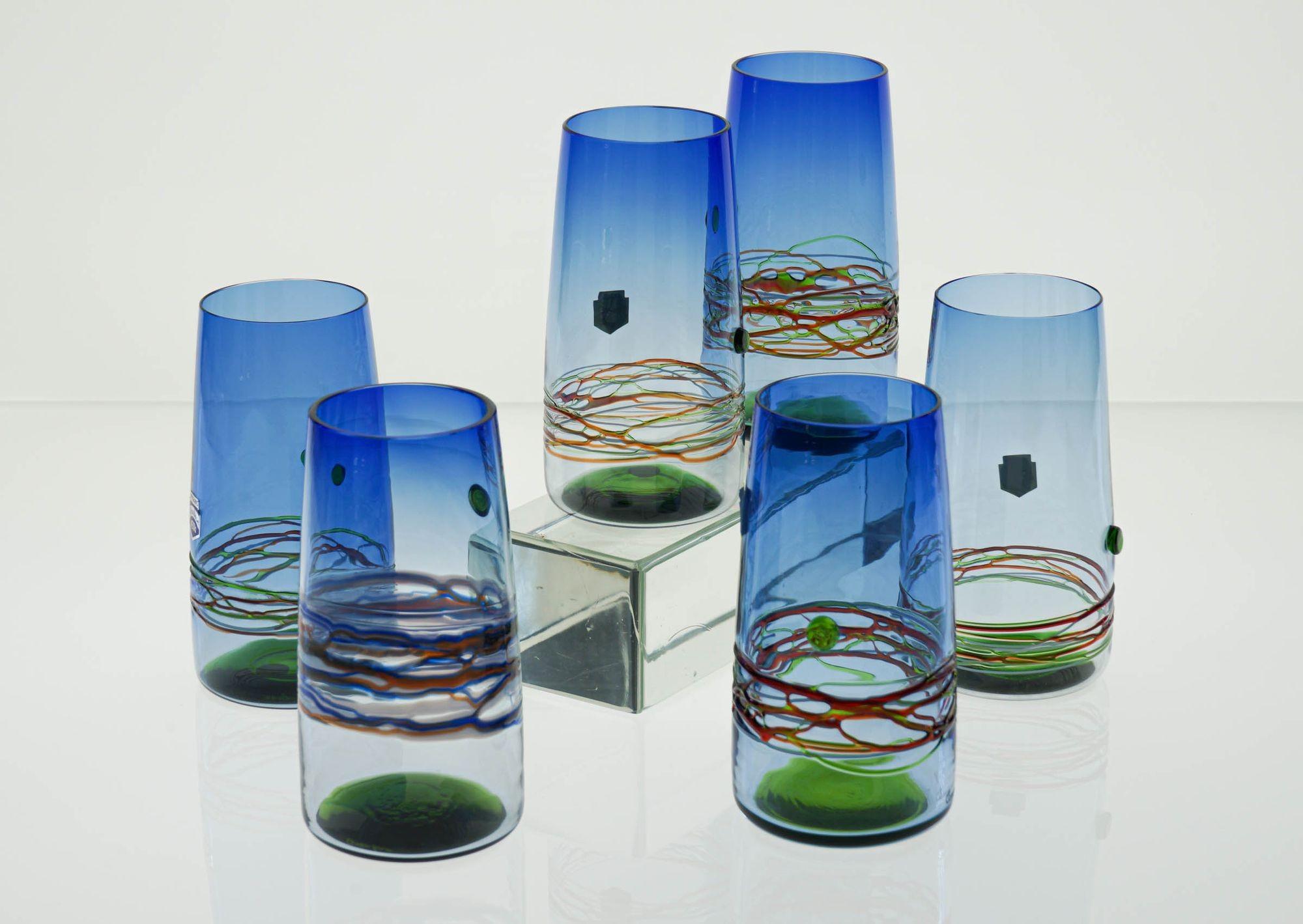 Unique Set of 6 Murano Tumblers Cenedese Murano 1960, Young Collection For Sale 12