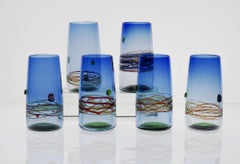 Juego único de 6 vasos de Murano Cenedese Murano 1960, Colección Young